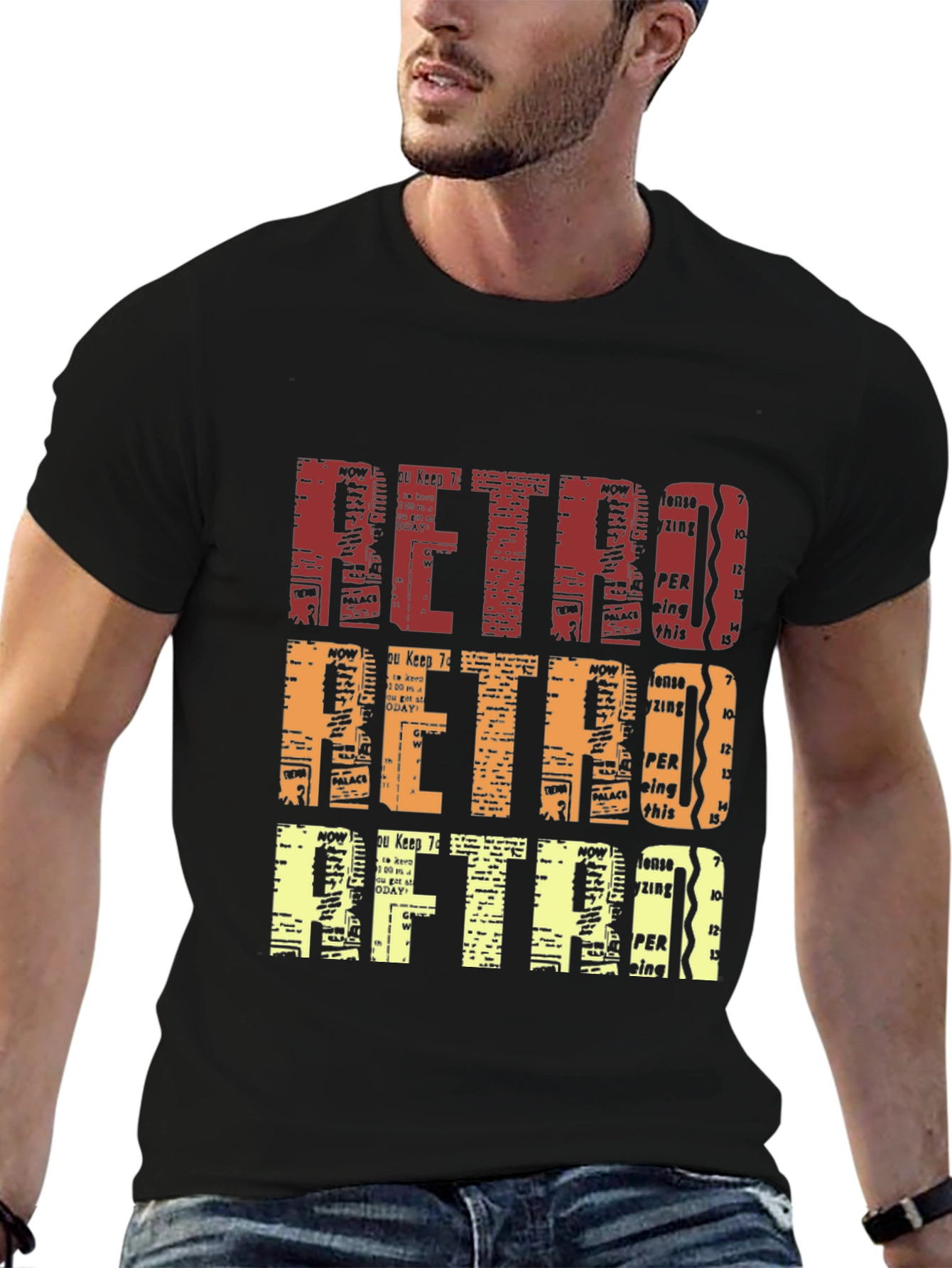 Retro Newspaper Print T-Shirt
