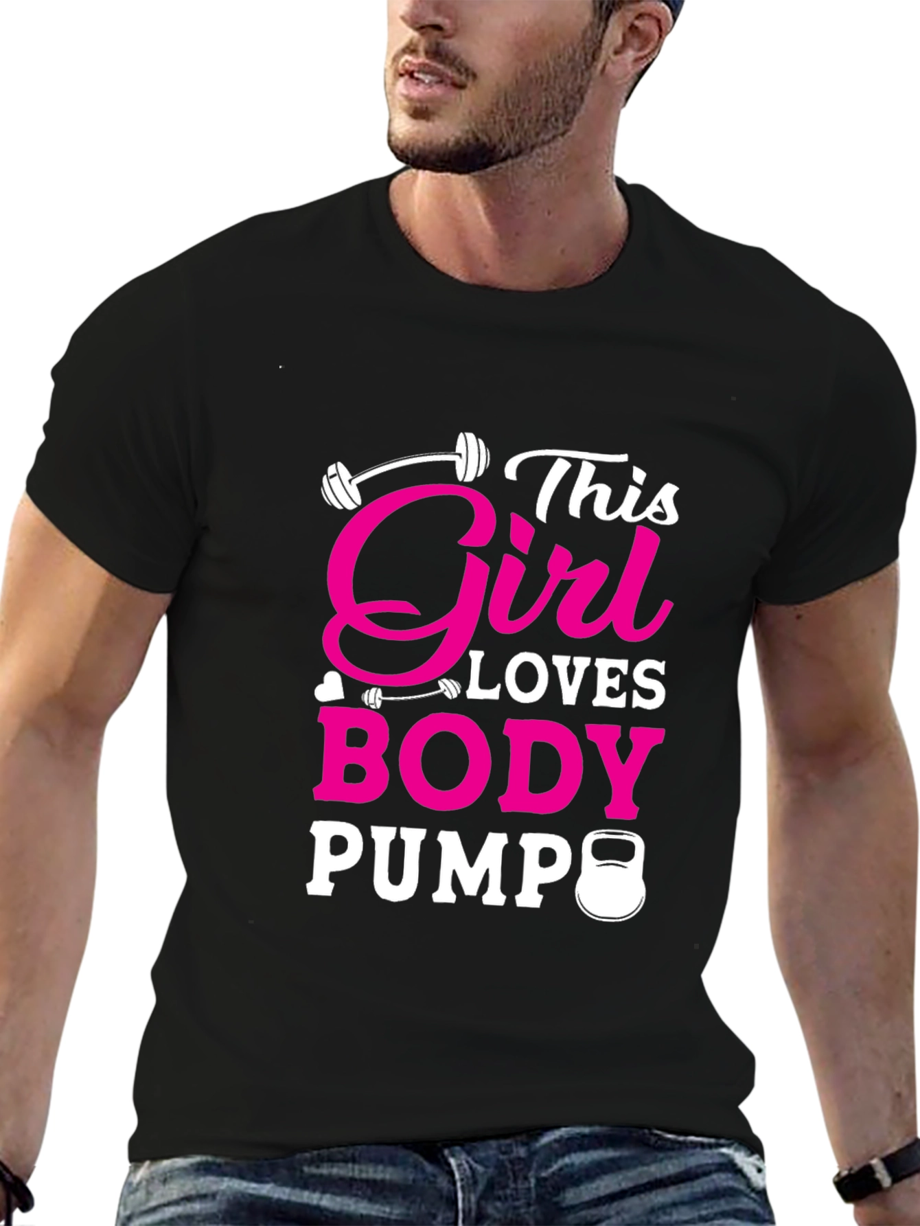 Girl Loves Body Pump Black T-Shirt Fitness Workout