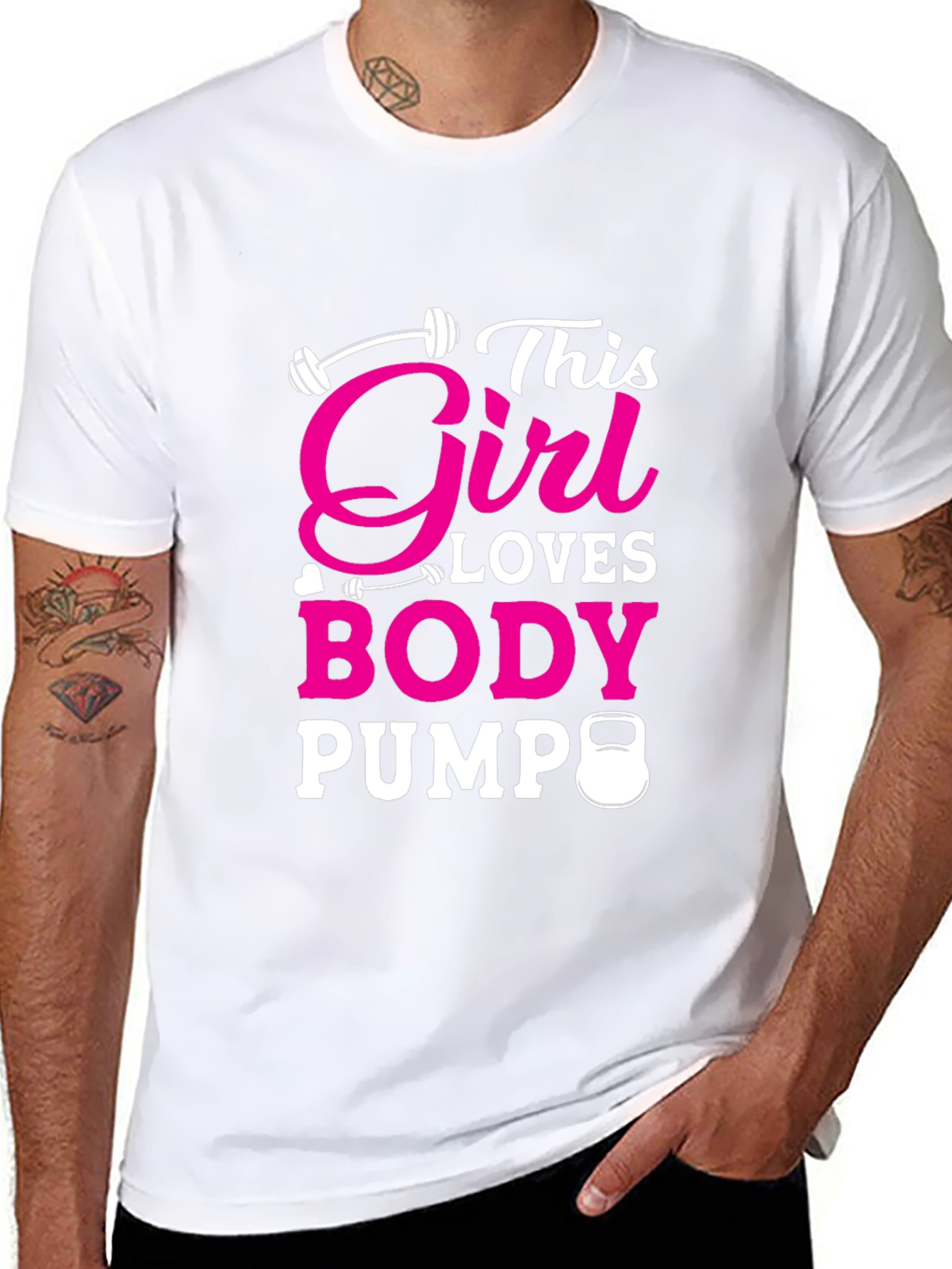 Girl Loves Body Pump Black T-Shirt Fitness Workout