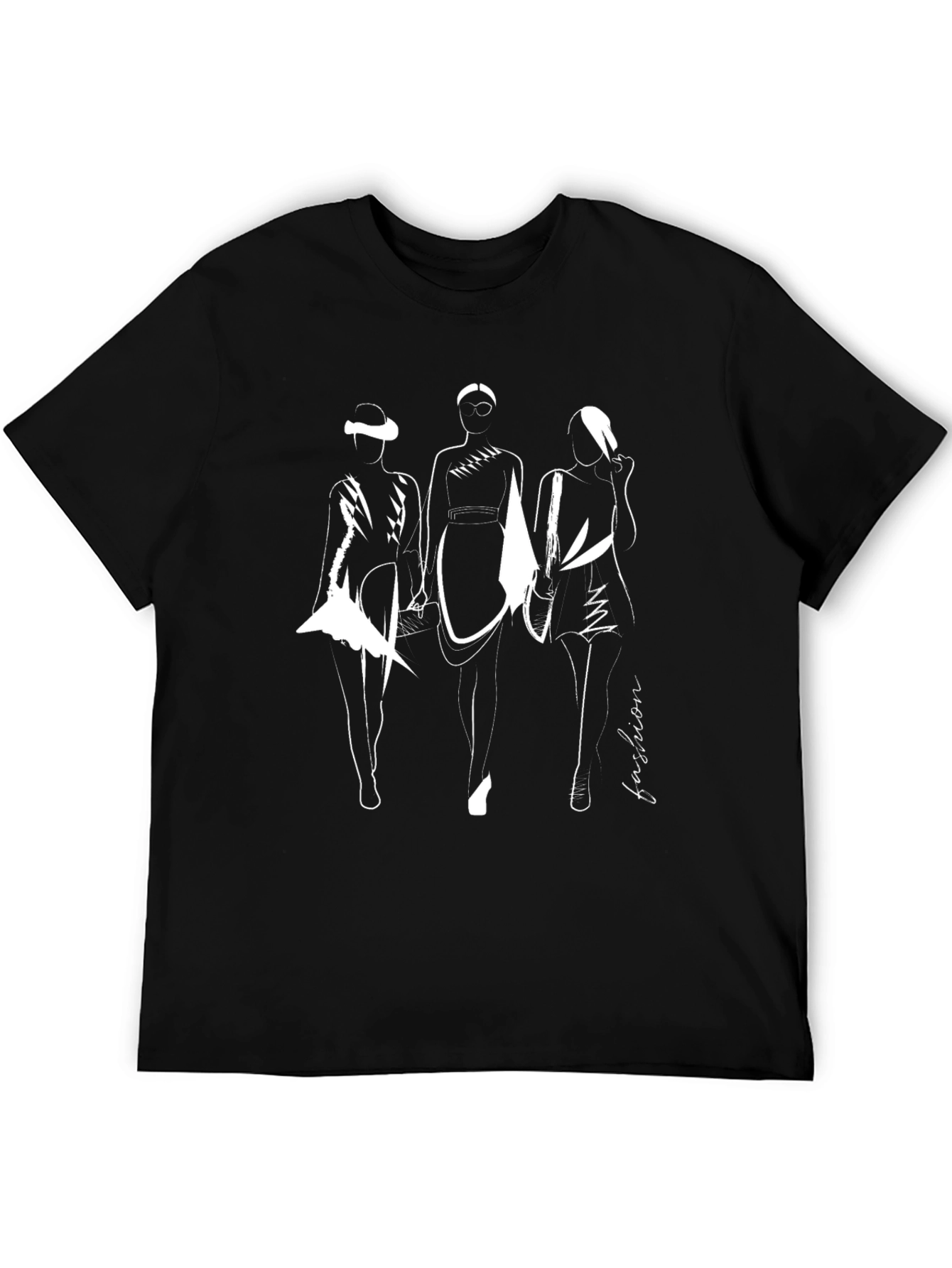 Fashion Sketch Graphic Black T-Shirt