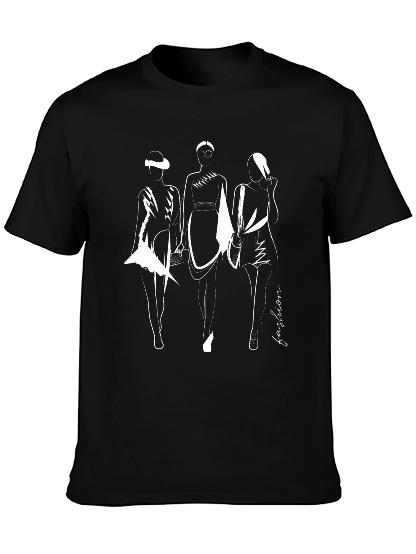 Fashion Sketch Graphic Black T-Shirt