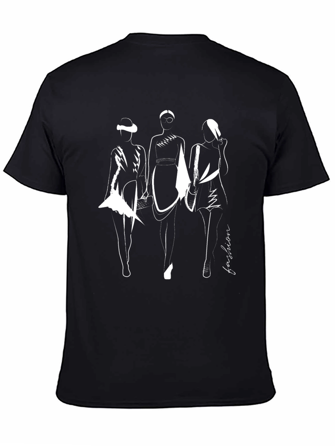 Fashion Sketch Graphic Black T-Shirt
