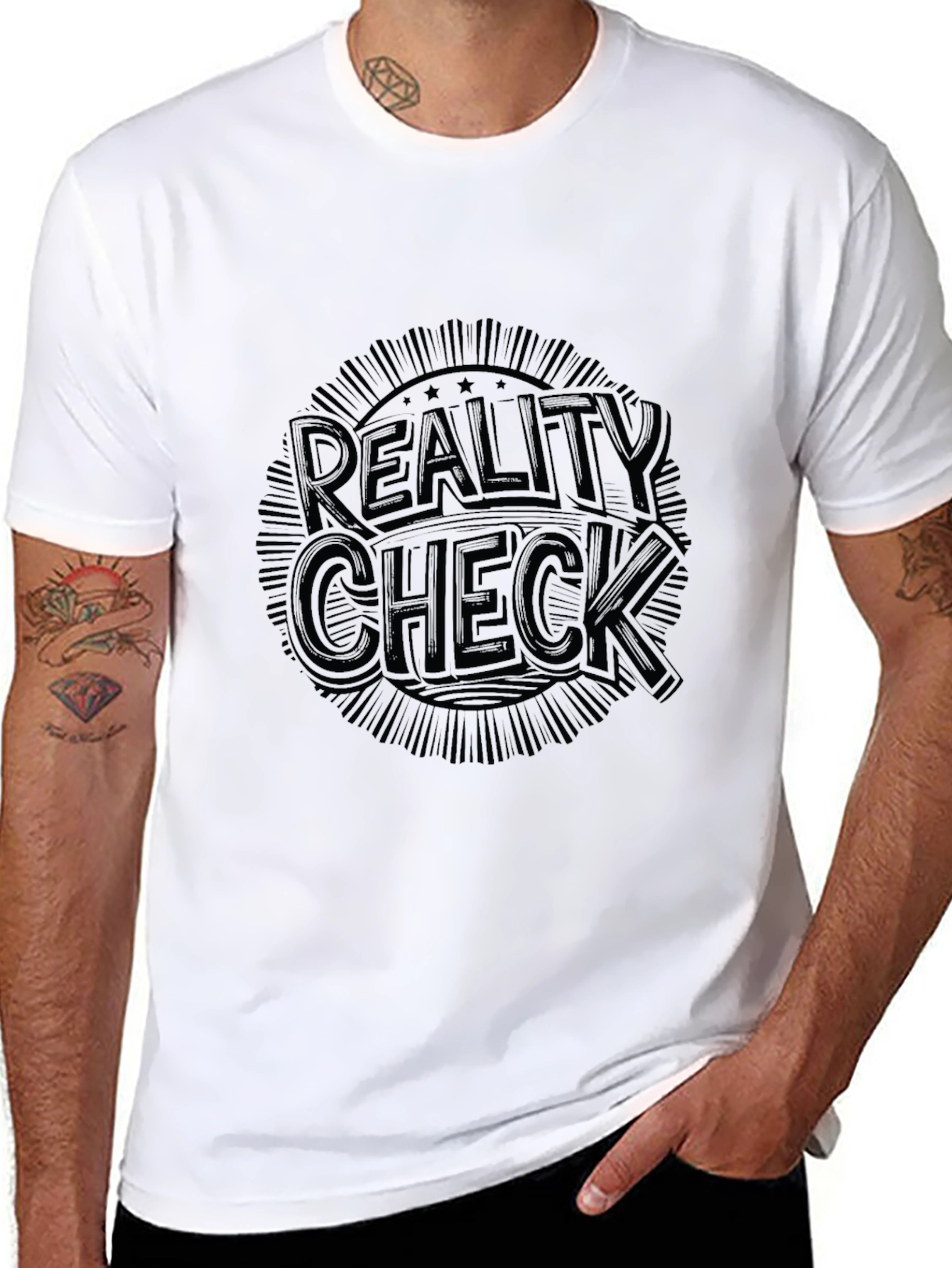 Reality Check Graphic Tee - Black Cotton Comfort