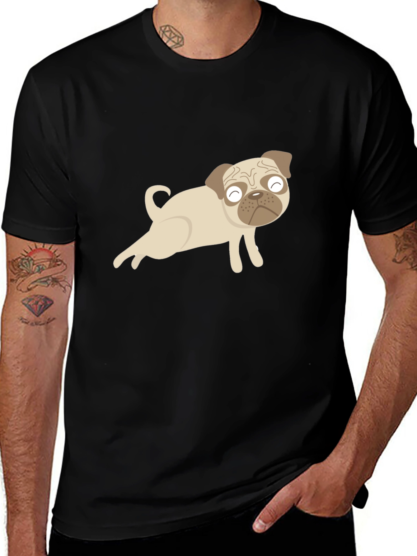 Pug Yoga Black T-Shirt