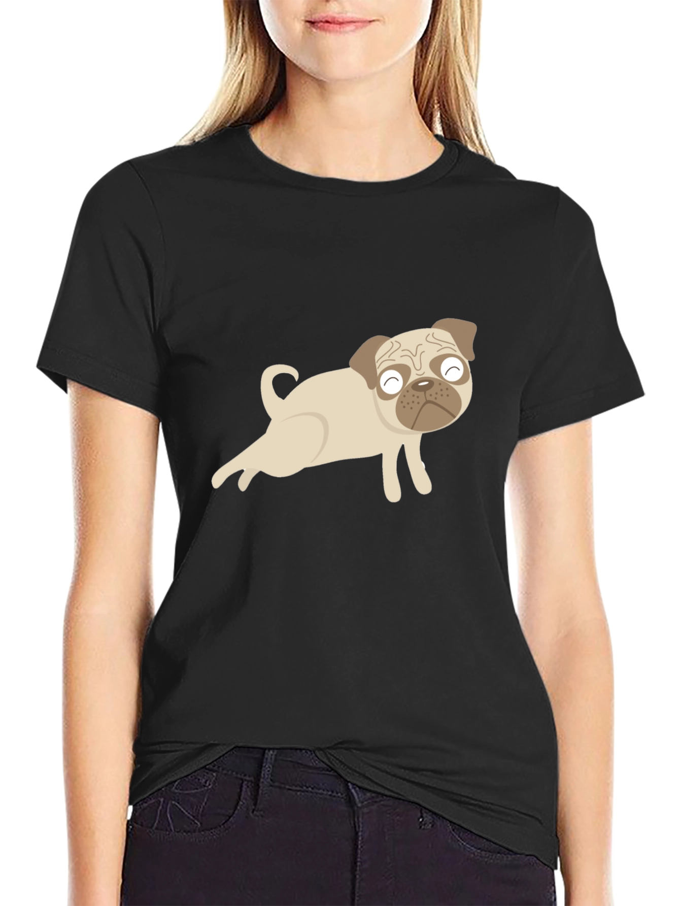 Pug Yoga Black T-Shirt