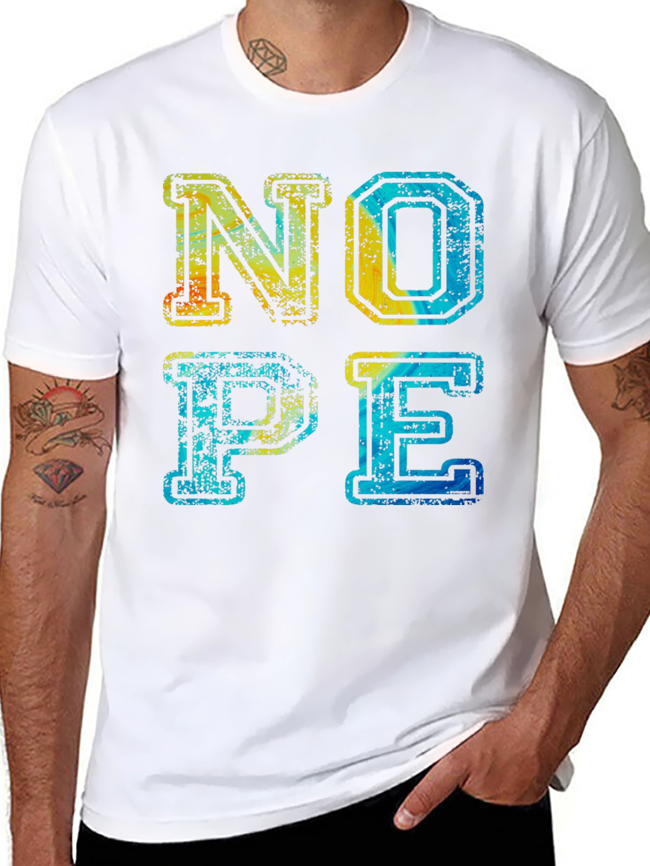 Nope Graphic Tee - Distressed Design