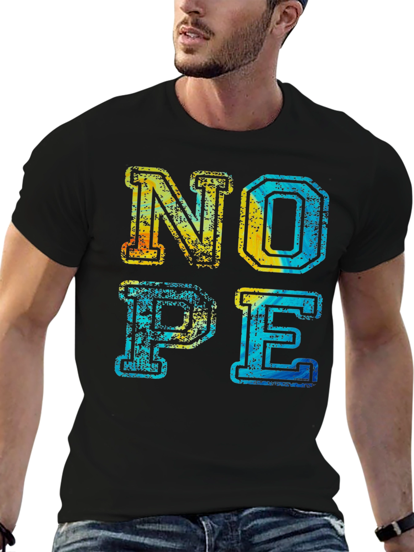 Nope Graphic Tee - Distressed Design