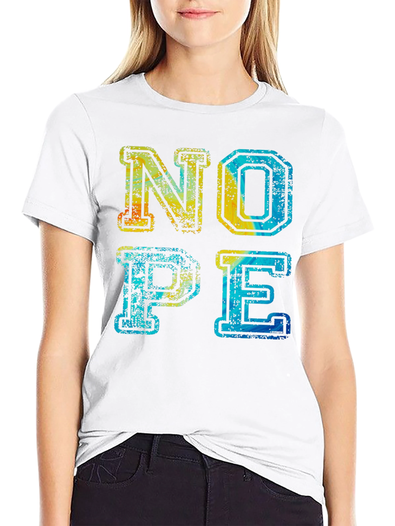 Nope Graphic Tee - Distressed Design