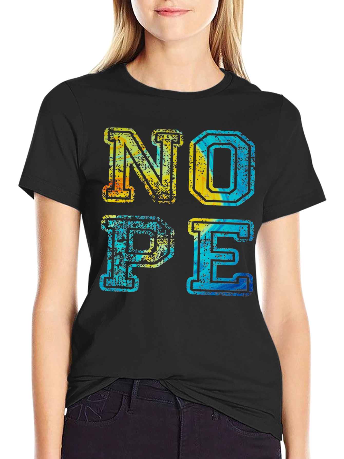 Nope Graphic Tee - Distressed Design