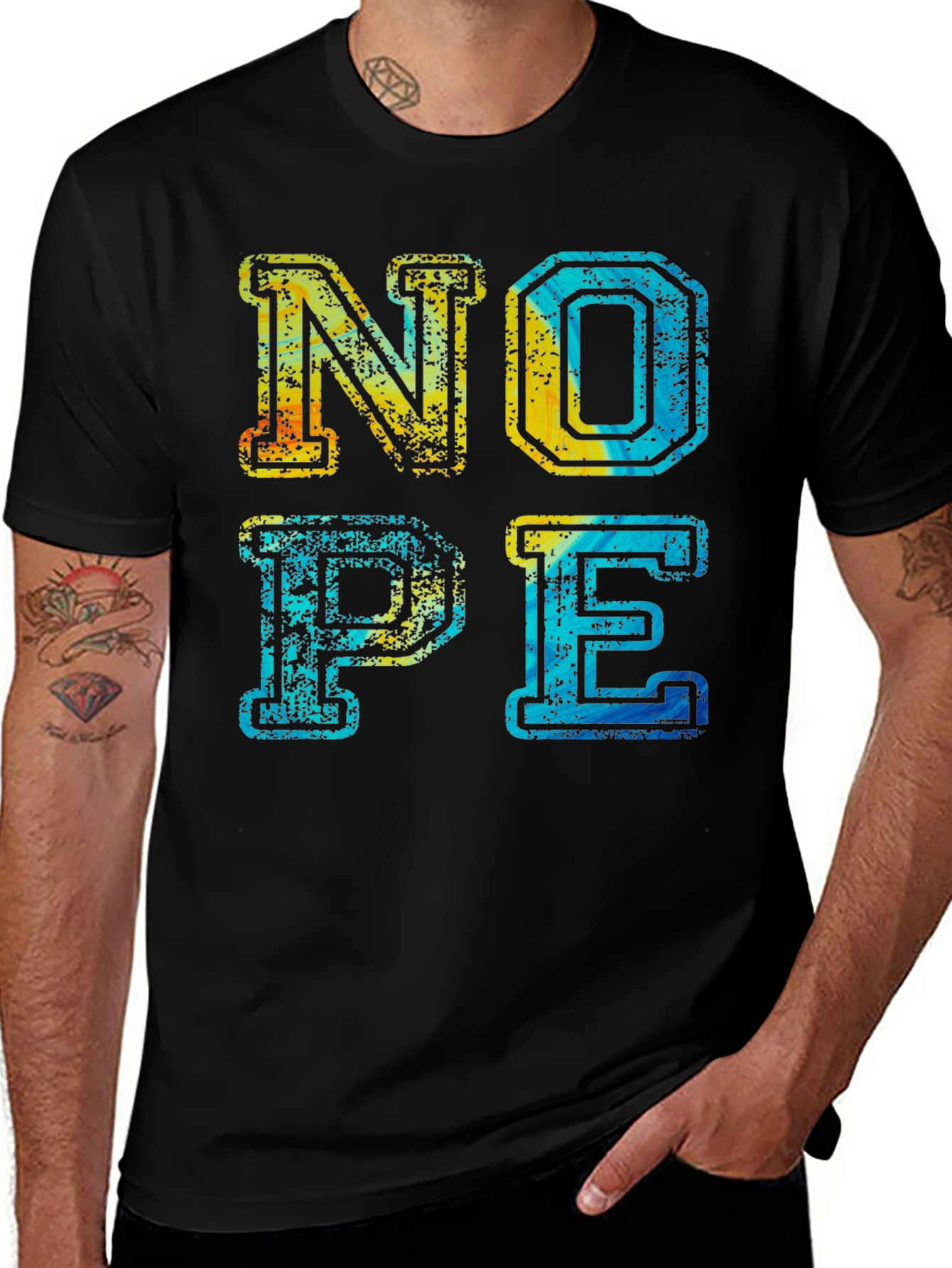 Nope Graphic Tee - Distressed Design