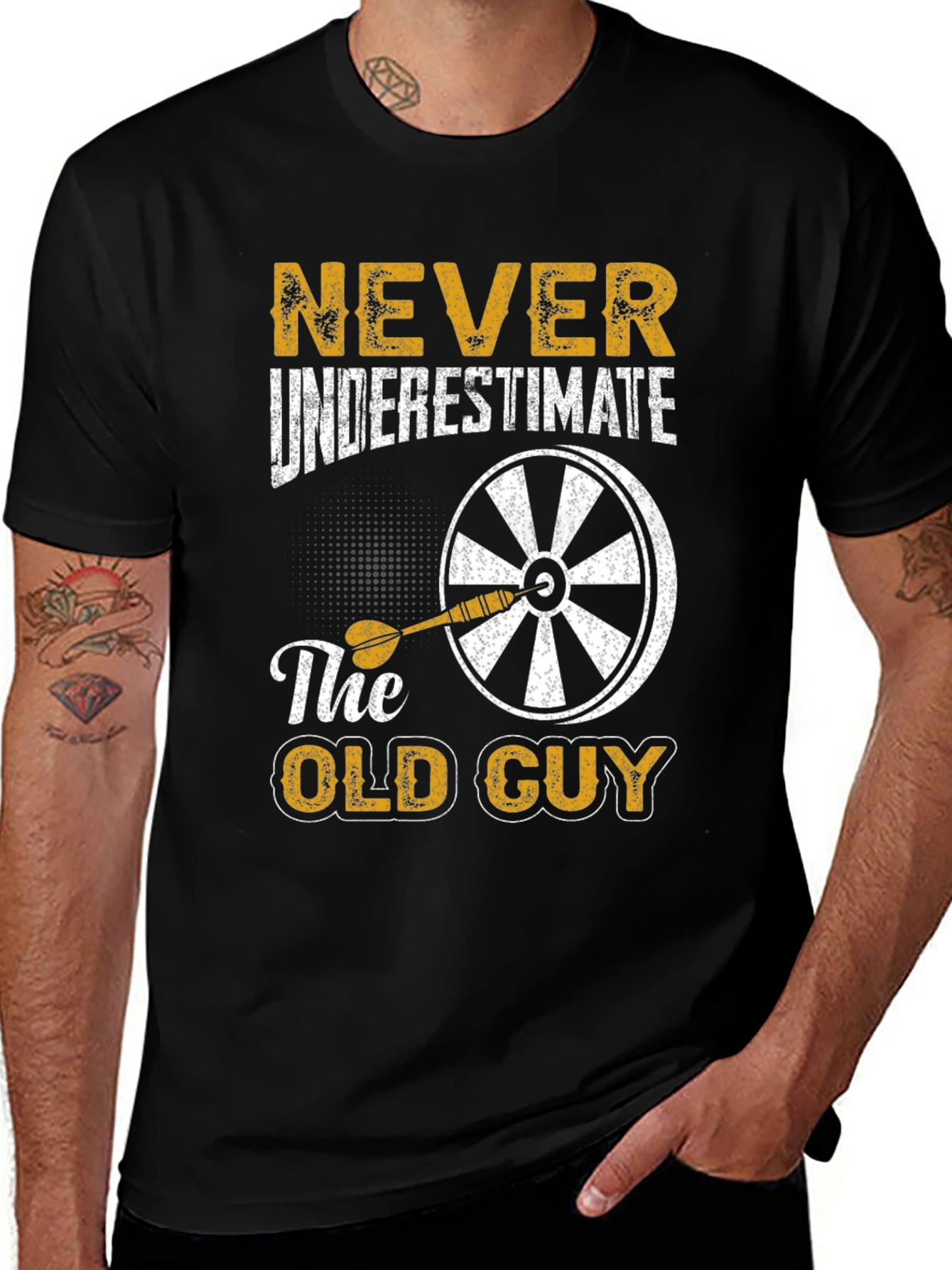 Never Underestimate The Old Guy Dart T-Shirt