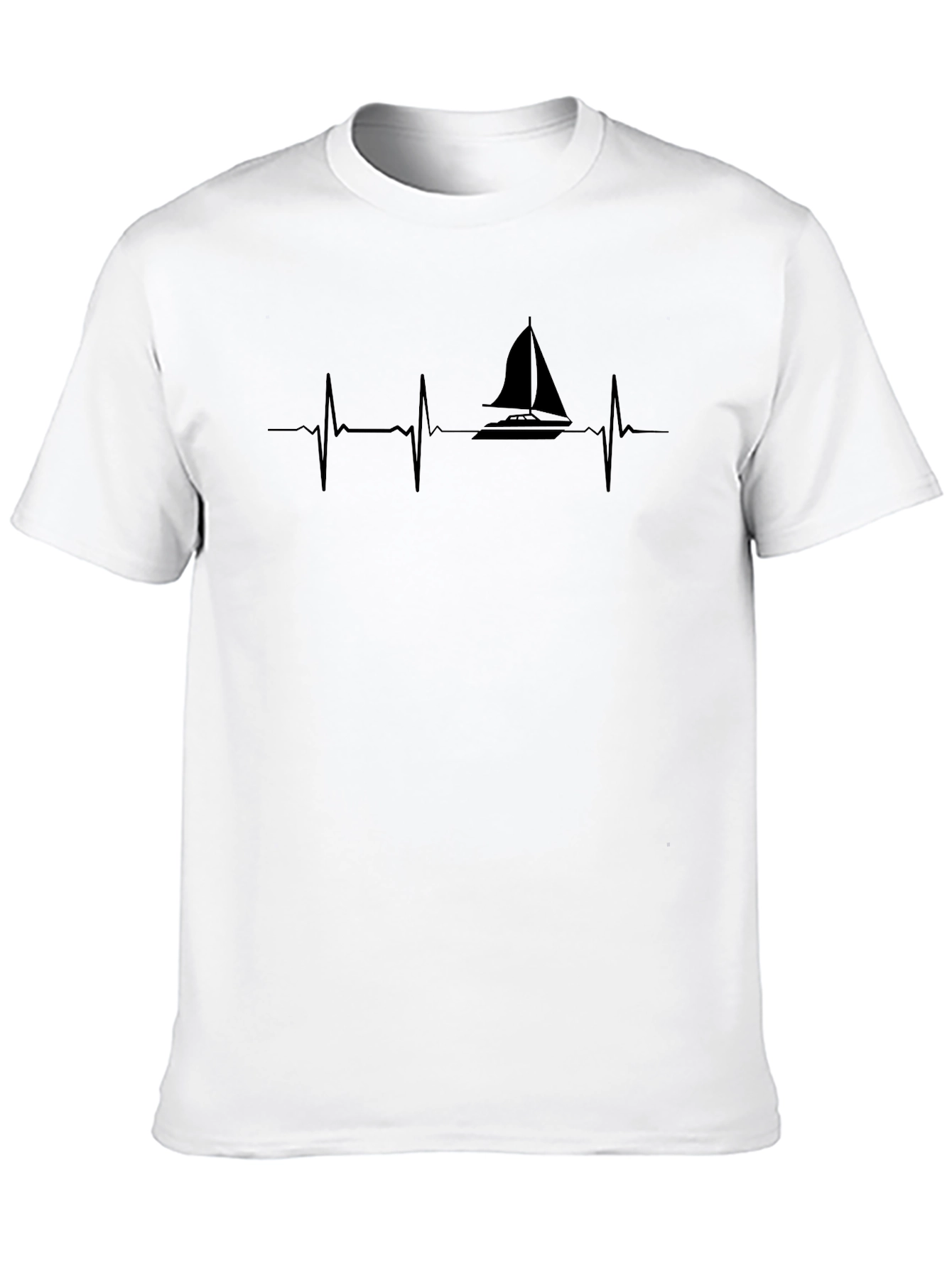 Sailboat Heartbeat T-Shirt - Black Graphic Tee