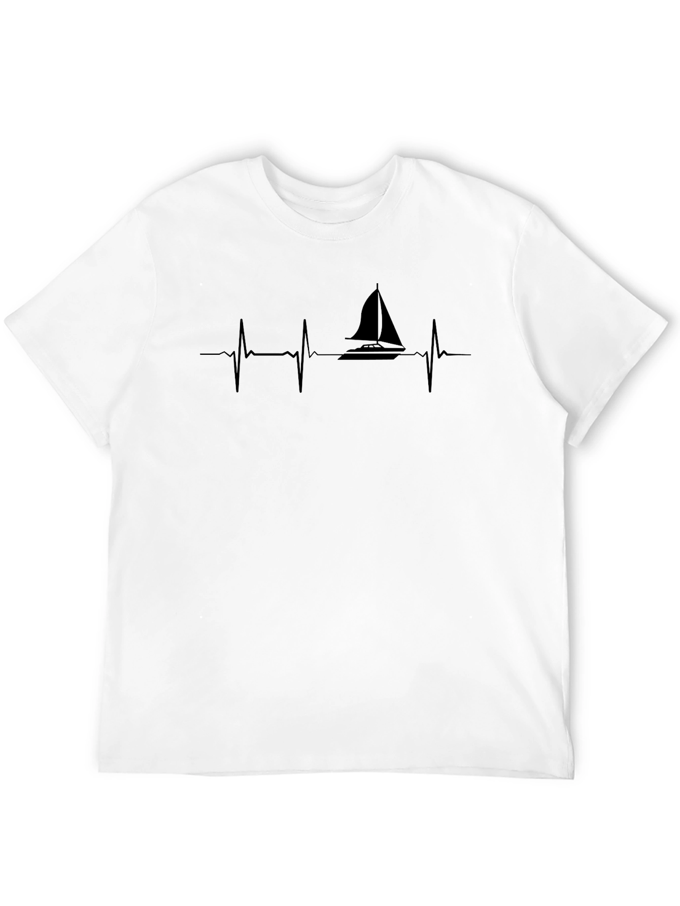 Sailboat Heartbeat T-Shirt - Black Graphic Tee
