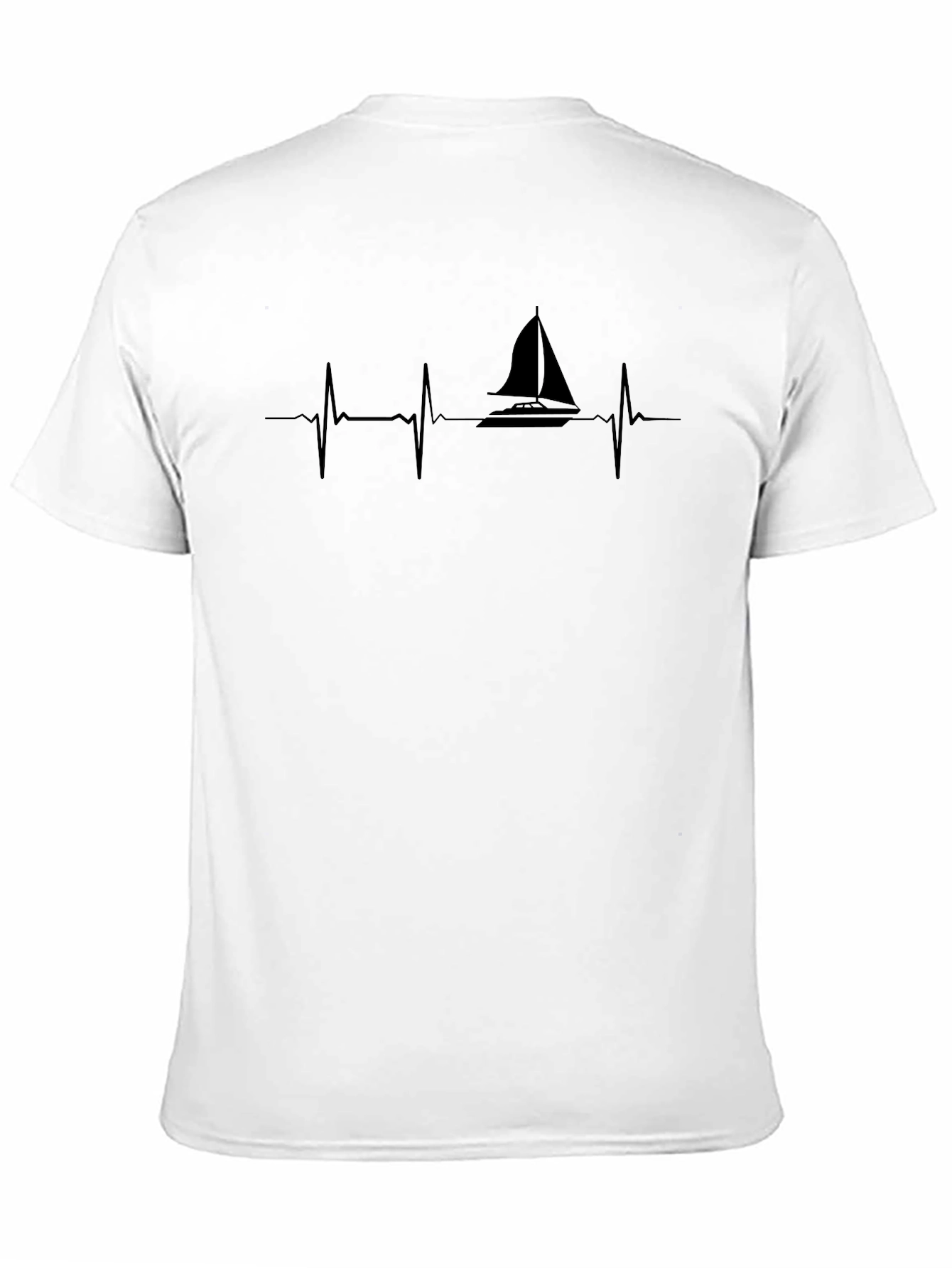 Sailboat Heartbeat T-Shirt - Black Graphic Tee