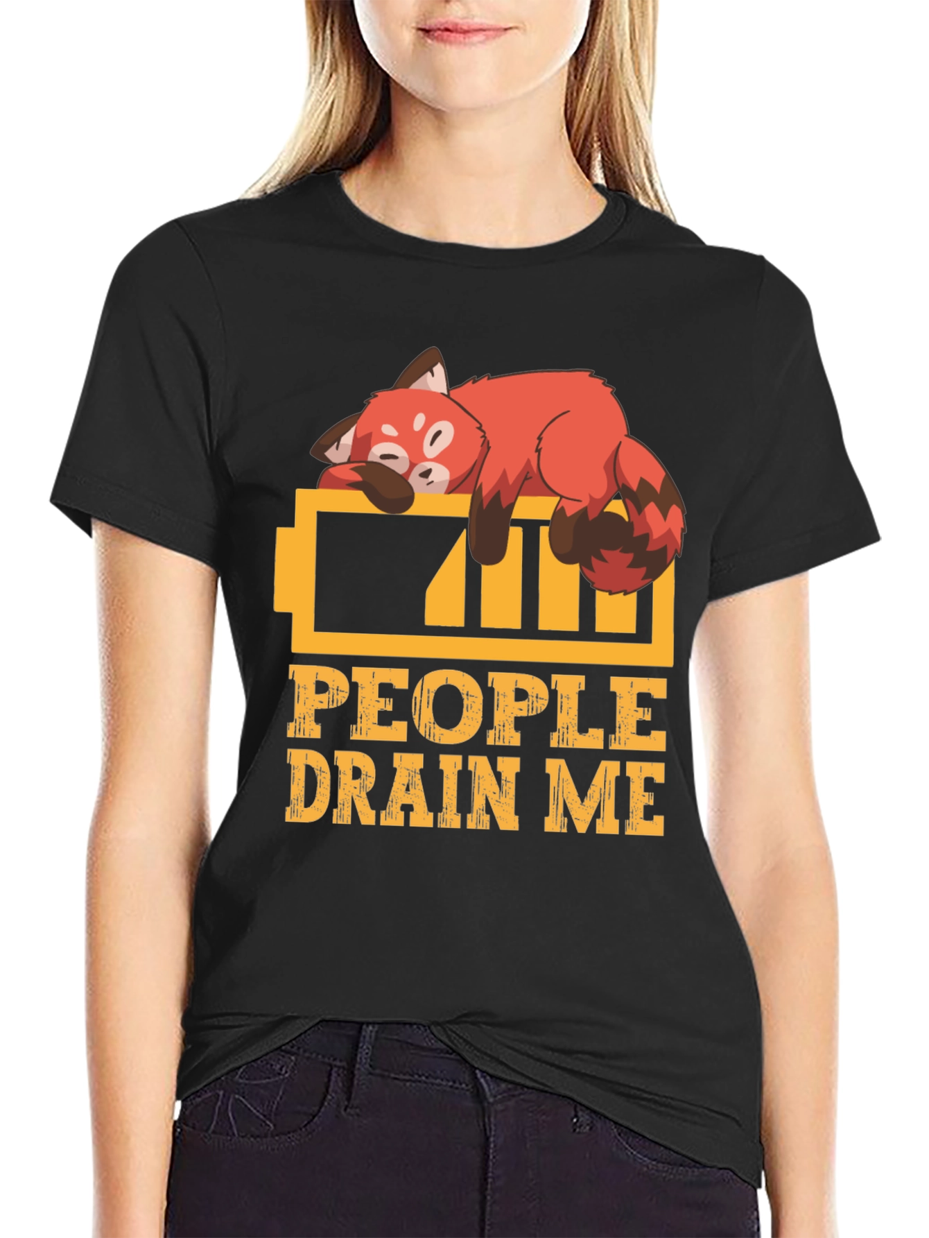 People Drain Me Red Panda T-Shirt