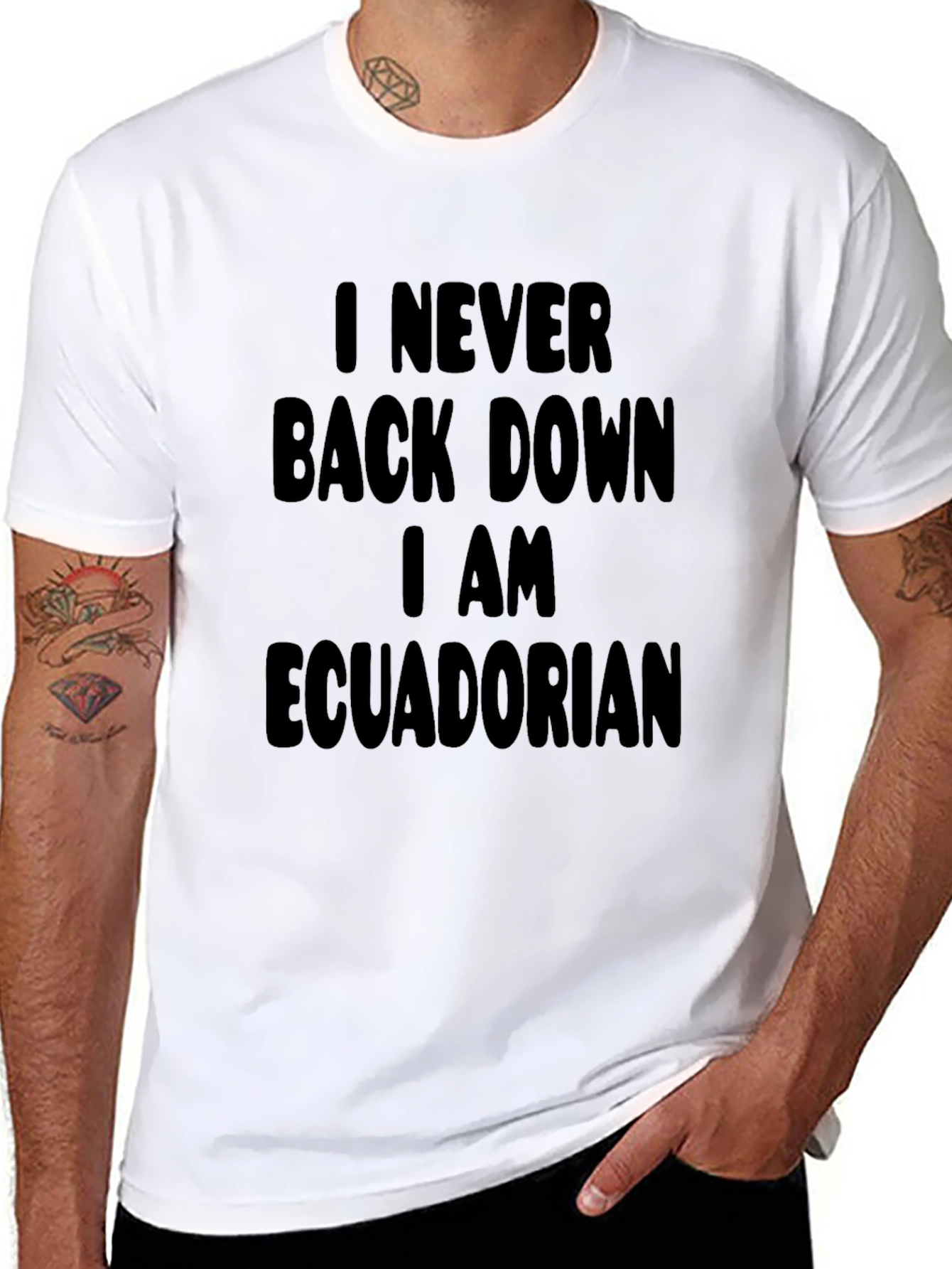 I Never Back Down Ecuadorian Black T-Shirt
