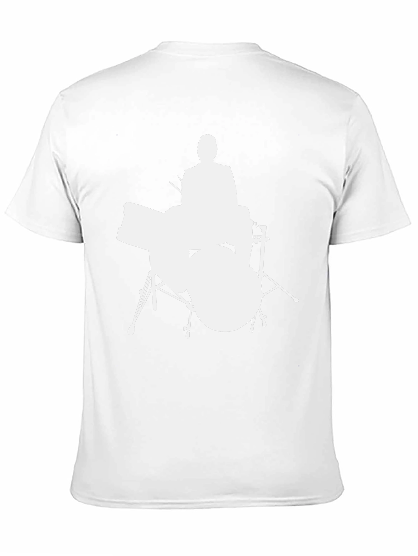 Drummer Silhouette Graphic Tee - Black Cotton Shirt