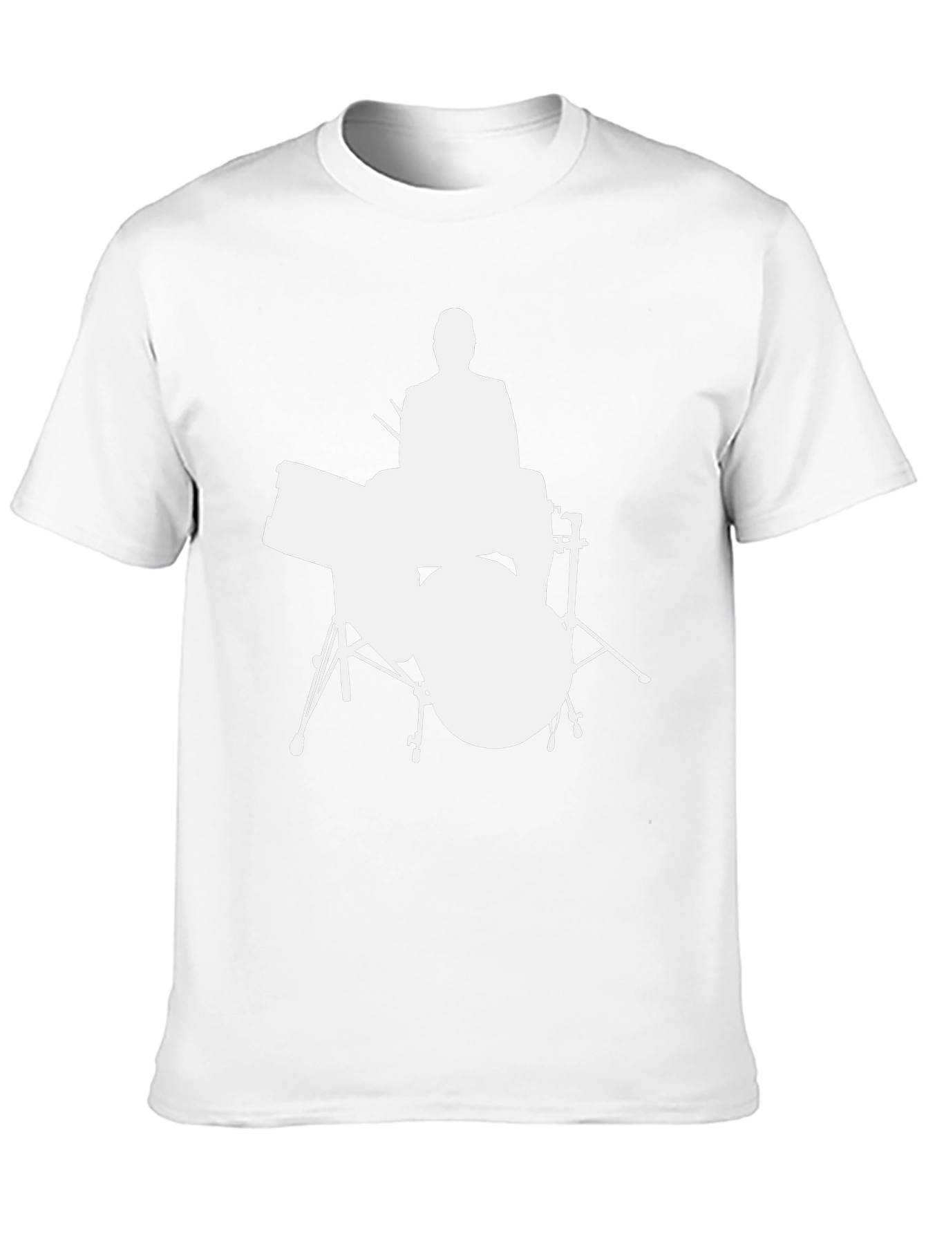 Drummer Silhouette Graphic Tee - Black Cotton Shirt
