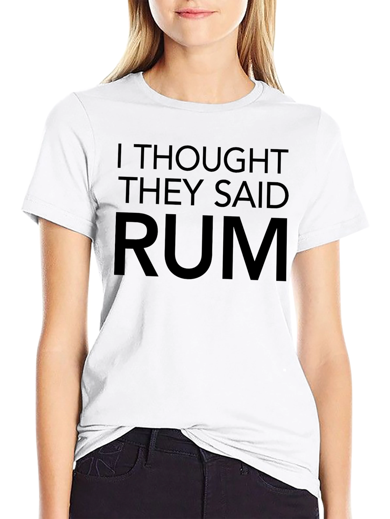 Humorous Rum Graphic T-Shirt - Black Crew Neck