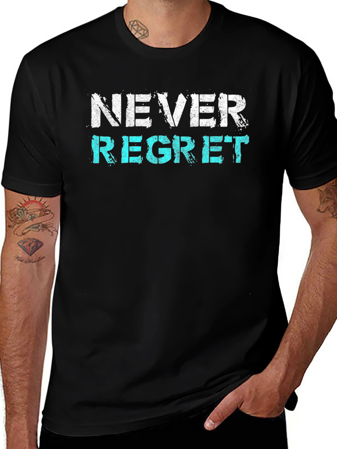 Never Regret Graphic Tee - Trendy Slogan Shirt