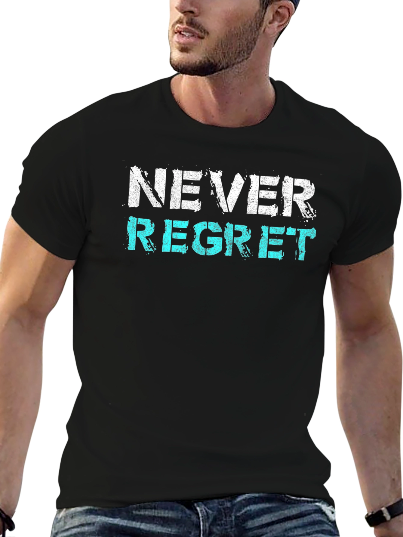 Never Regret Graphic Tee - Trendy Slogan Shirt