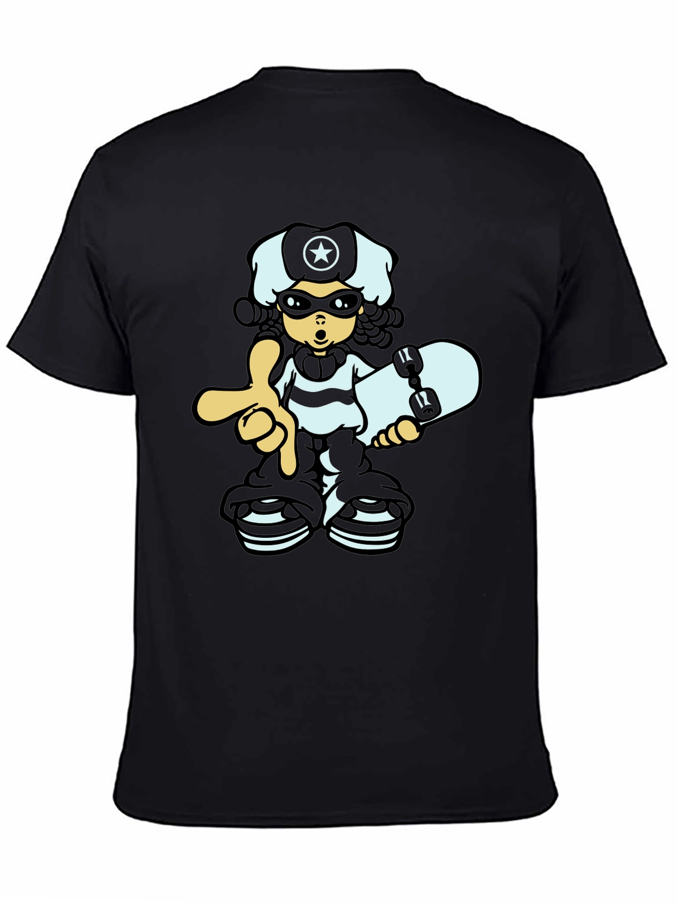 Cool Cartoon Graphic Black T-Shirt