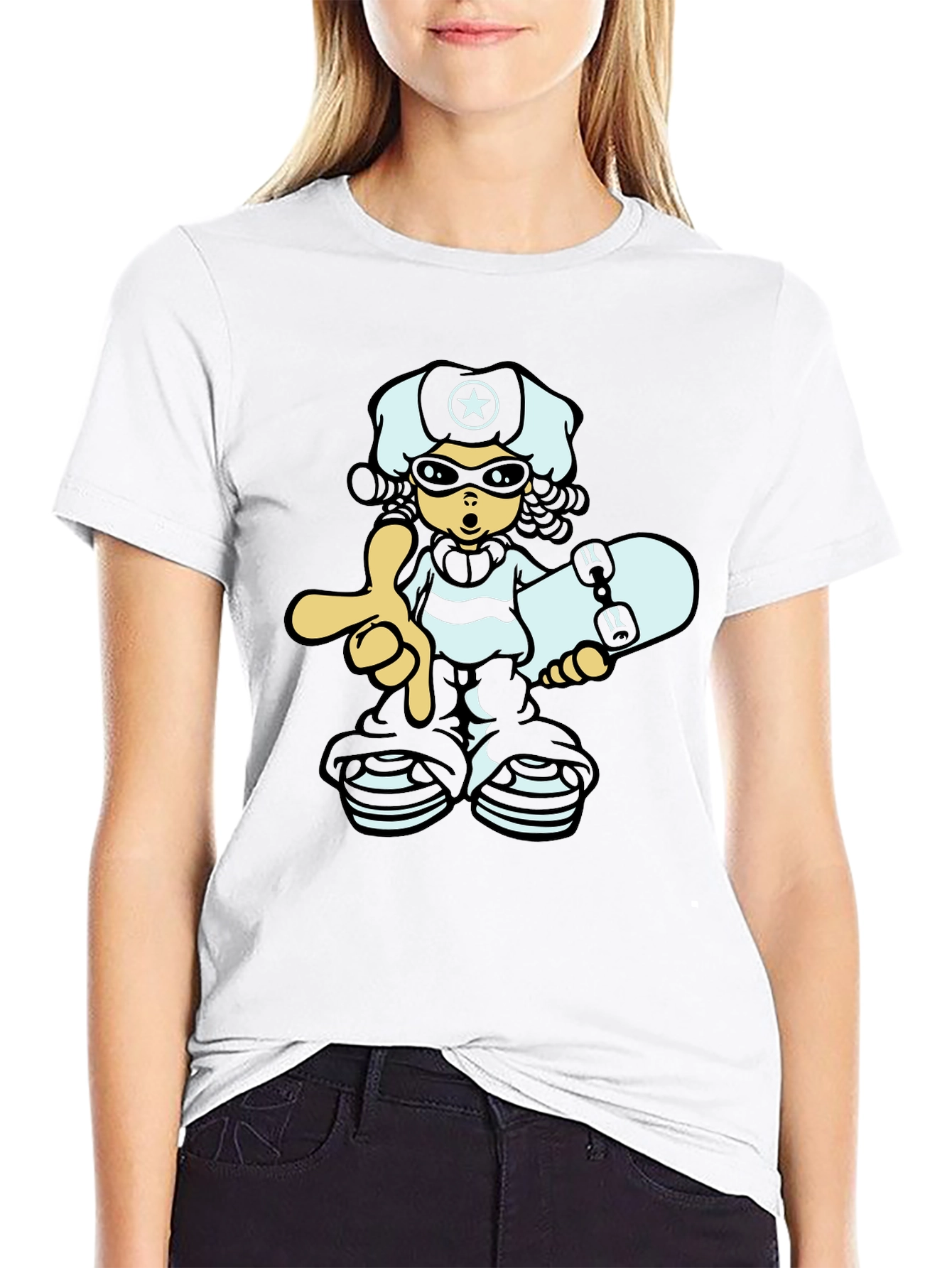 Cool Cartoon Graphic Black T-Shirt