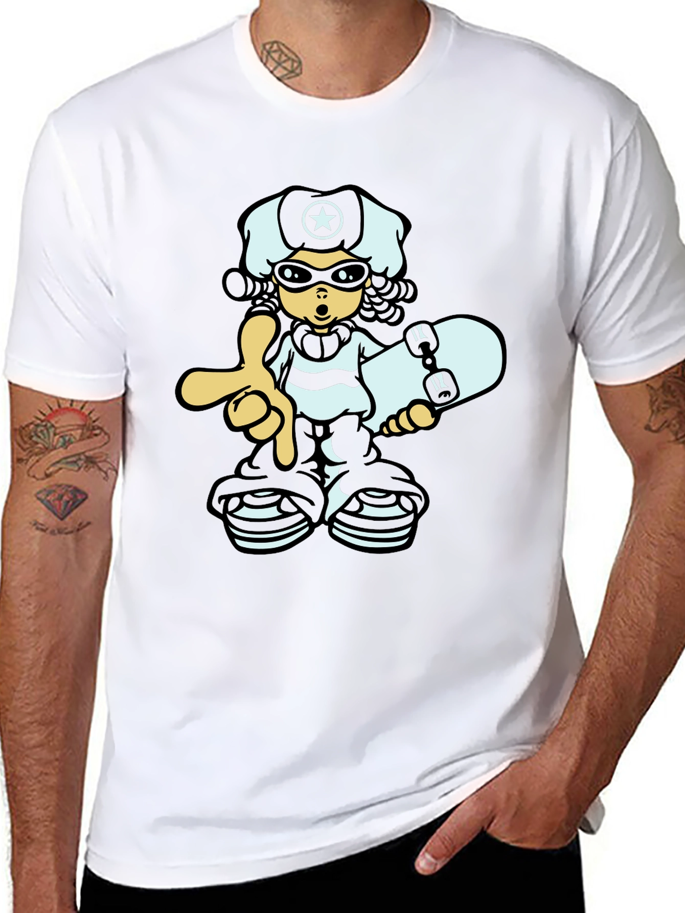 Cool Cartoon Graphic Black T-Shirt