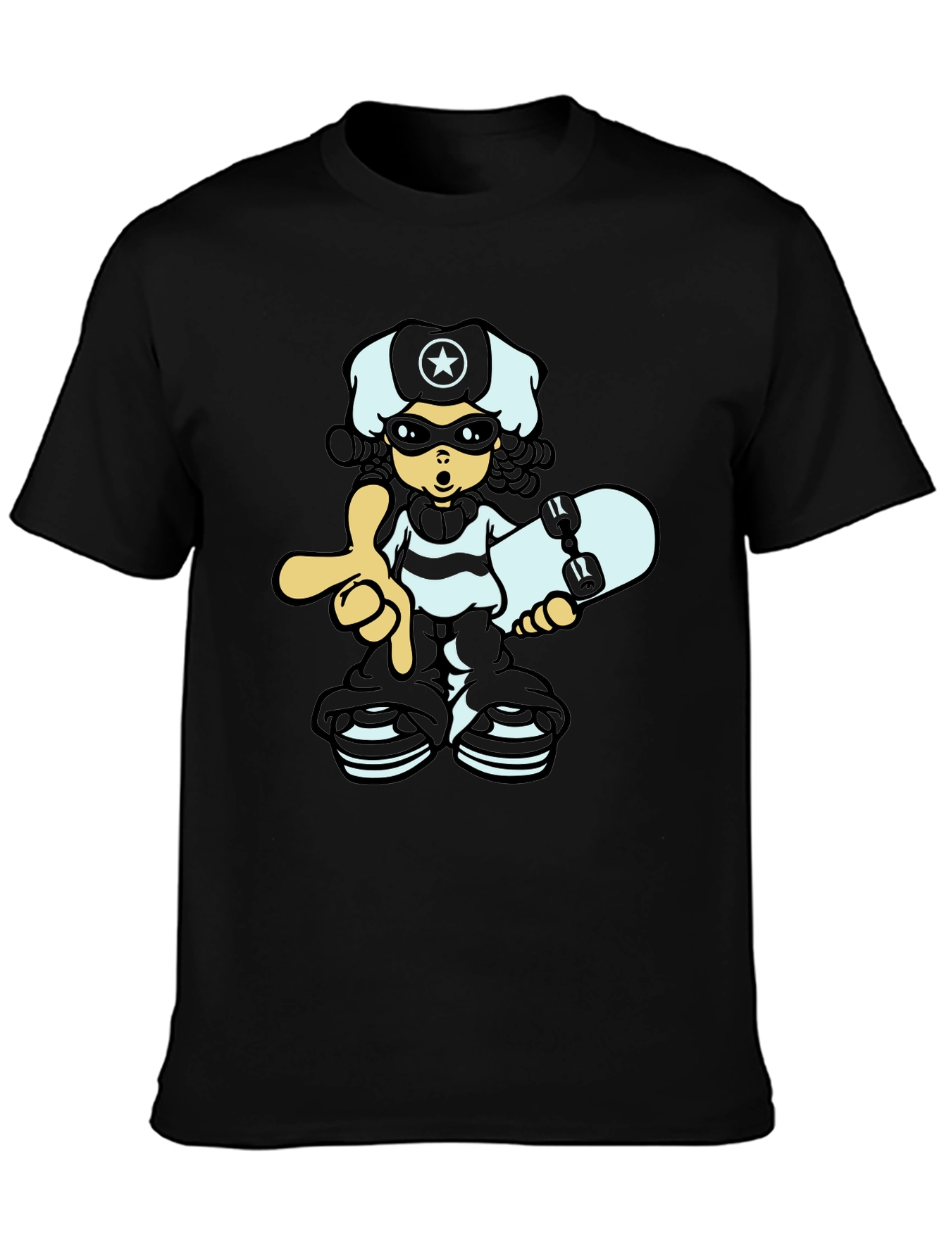 Cool Cartoon Graphic Black T-Shirt