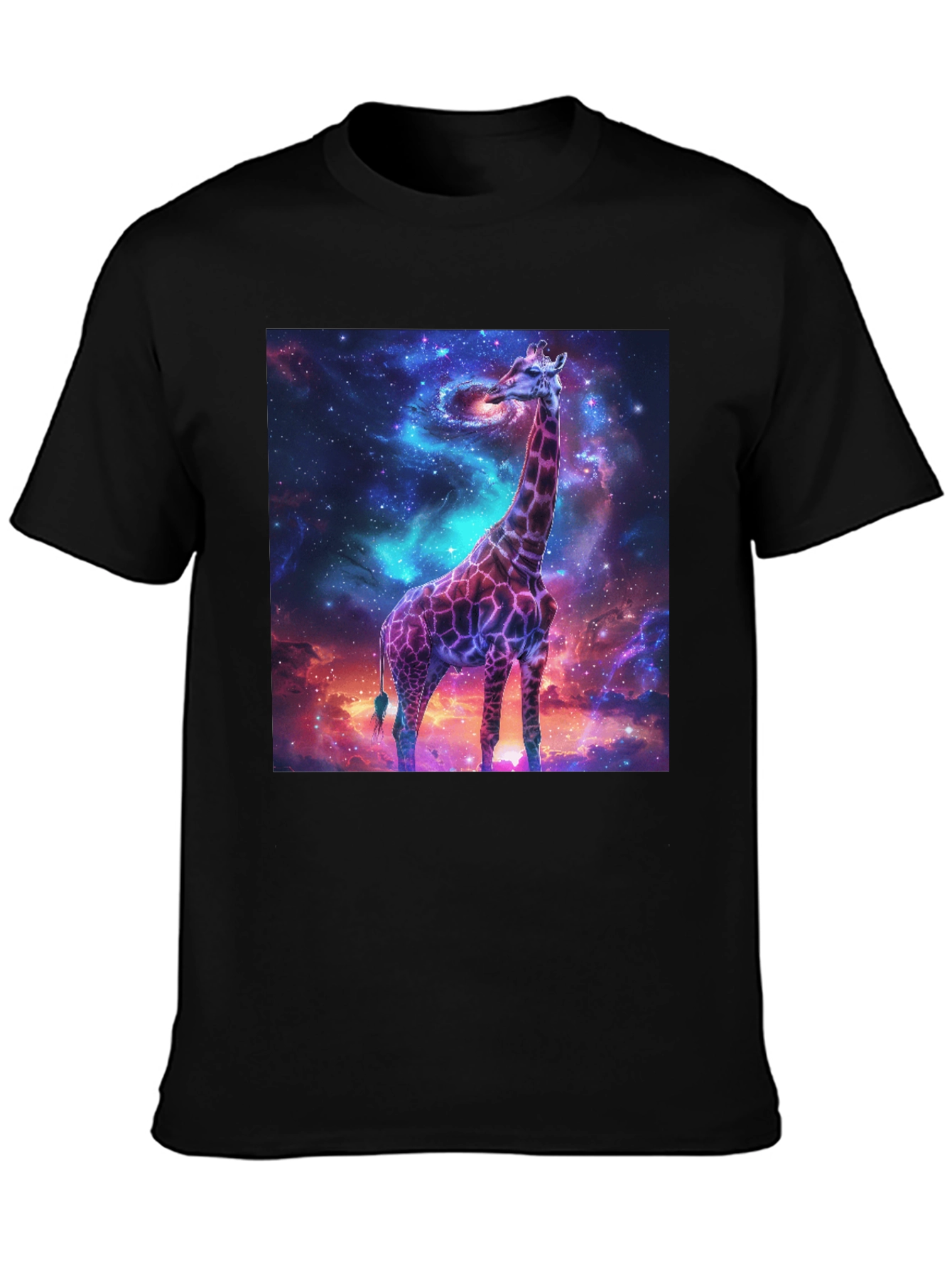 Galaxy Giraffe Black T-Shirt