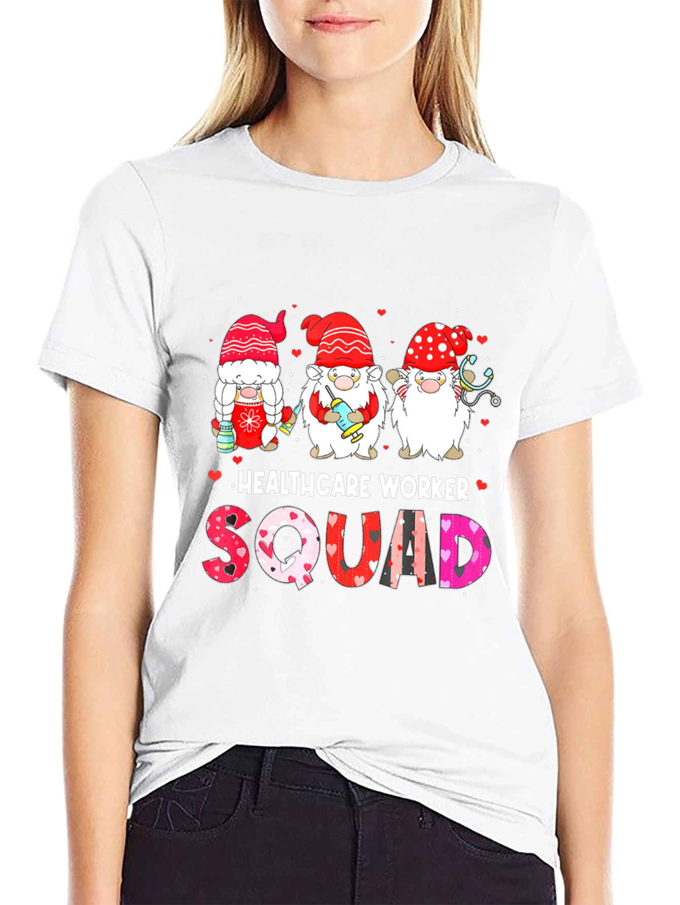 Healthcare Worker Squad Valentines Day Gnome T-Shirt