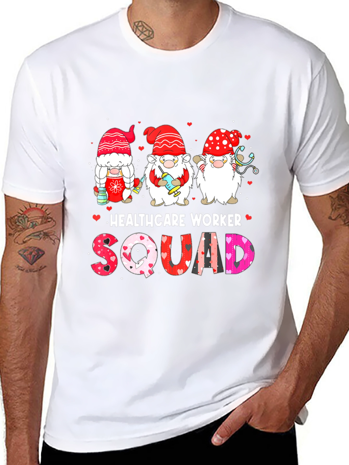 Healthcare Worker Squad Valentines Day Gnome T-Shirt