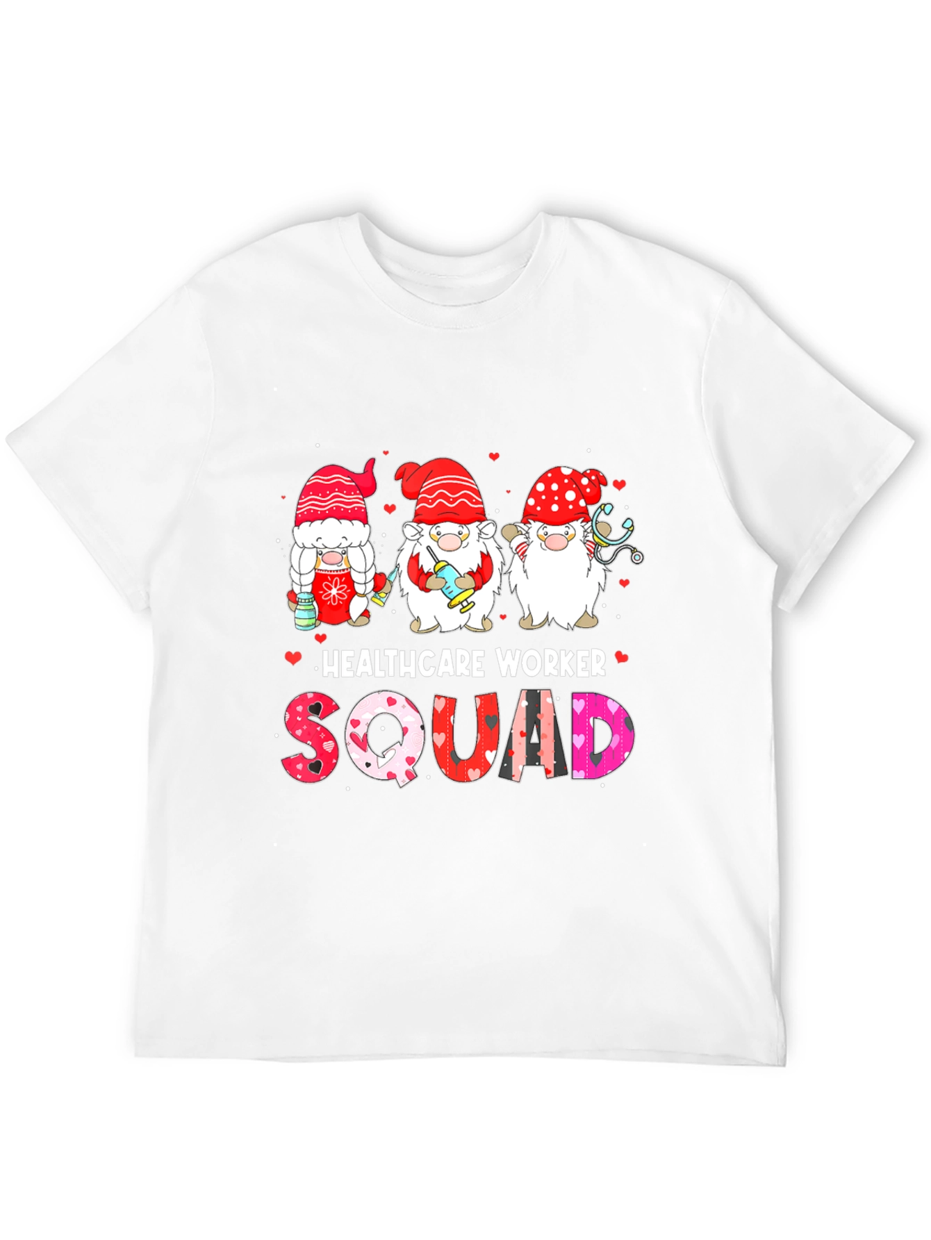 Healthcare Worker Squad Valentines Day Gnome T-Shirt