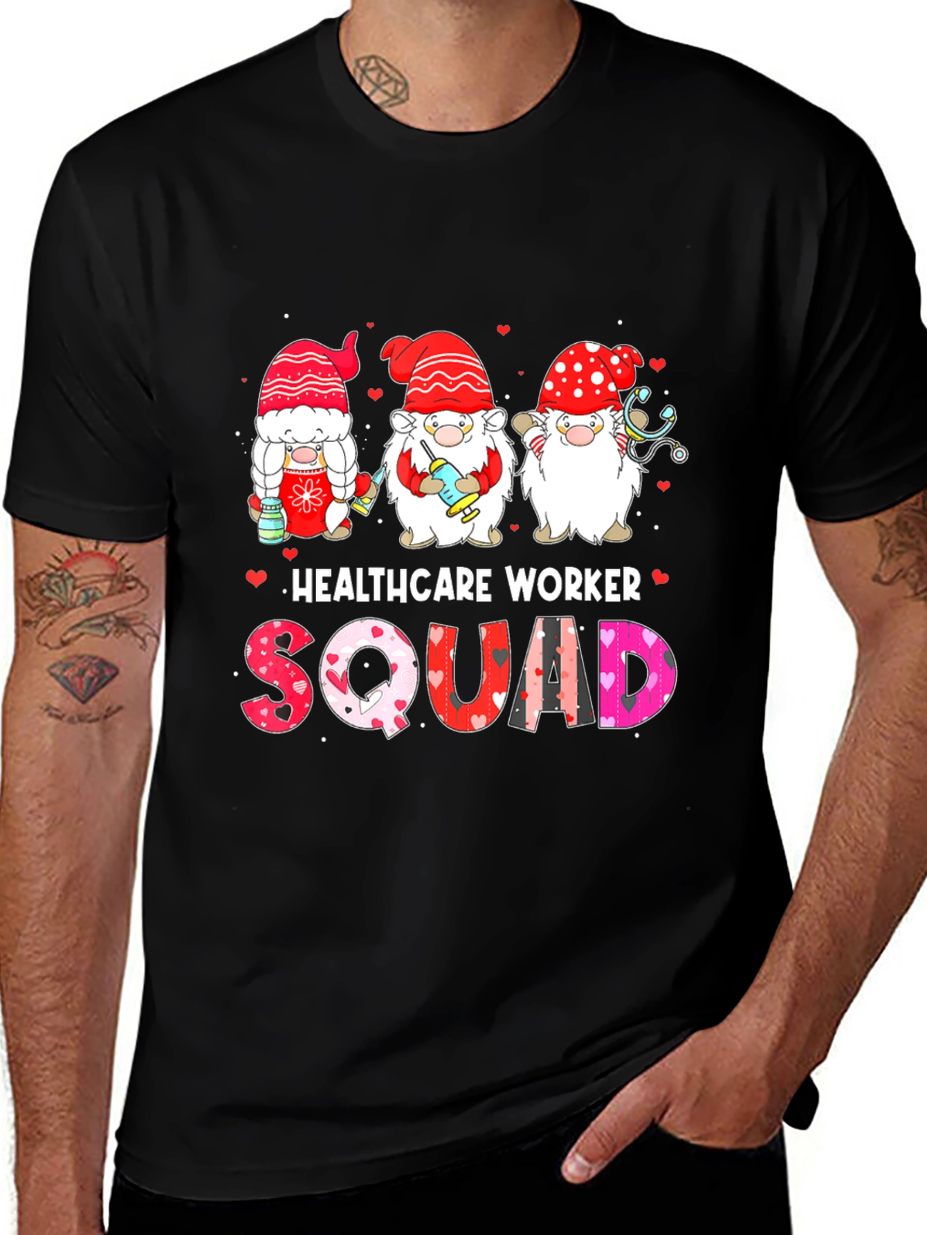 Healthcare Worker Squad Valentines Day Gnome T-Shirt
