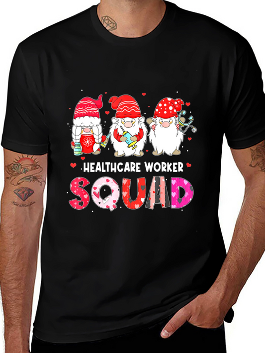 Healthcare Worker Squad Valentines Day Gnome T-Shirt