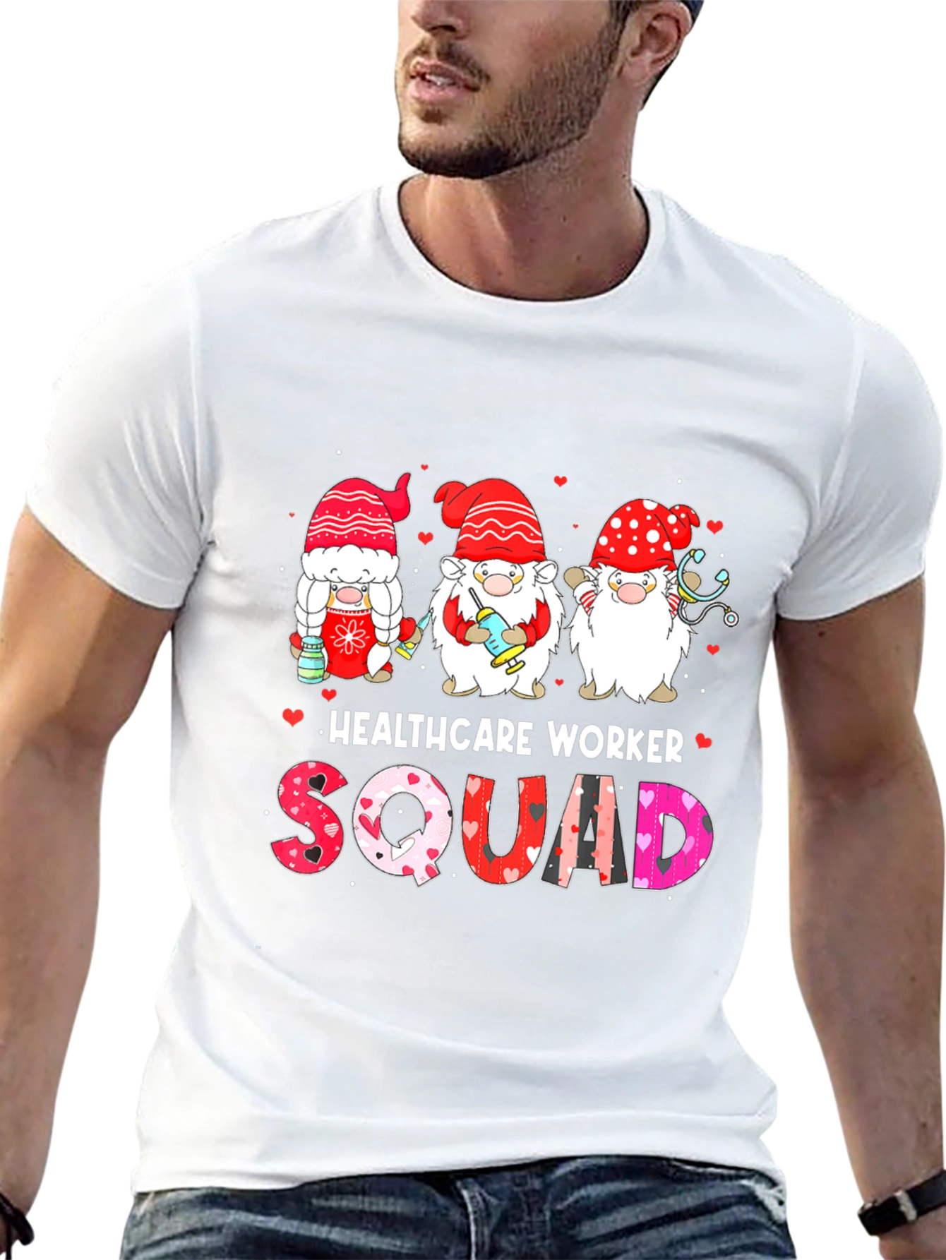 Healthcare Worker Squad Valentines Day Gnome T-Shirt