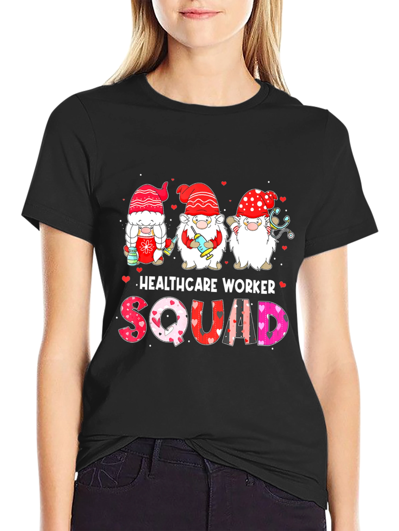 Healthcare Worker Squad Valentines Day Gnome T-Shirt