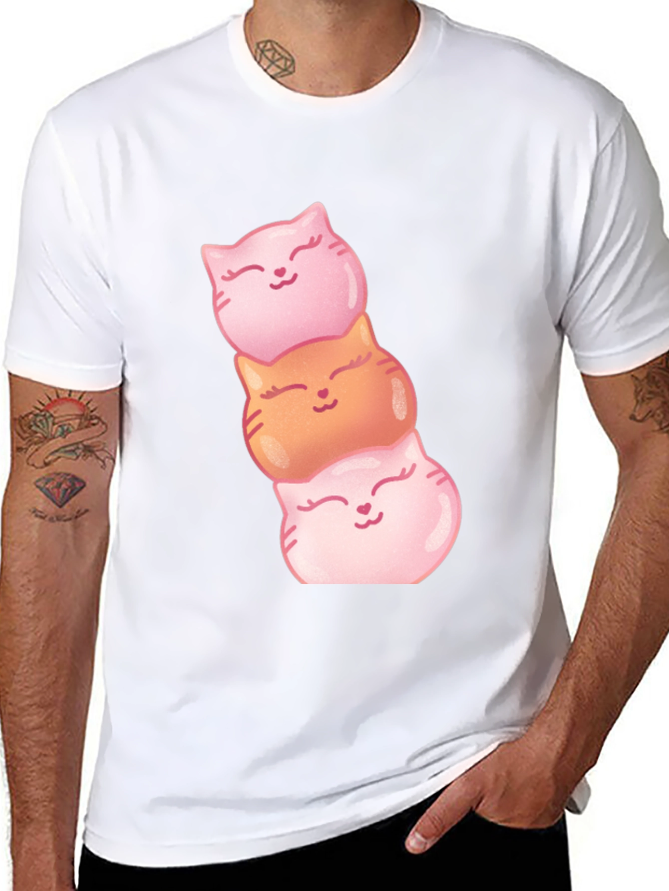 Stacked Cat Heads Graphic T-Shirt