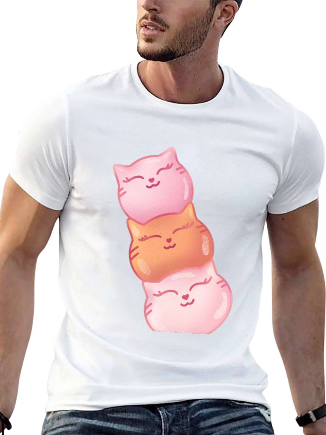 Stacked Cat Heads Graphic T-Shirt
