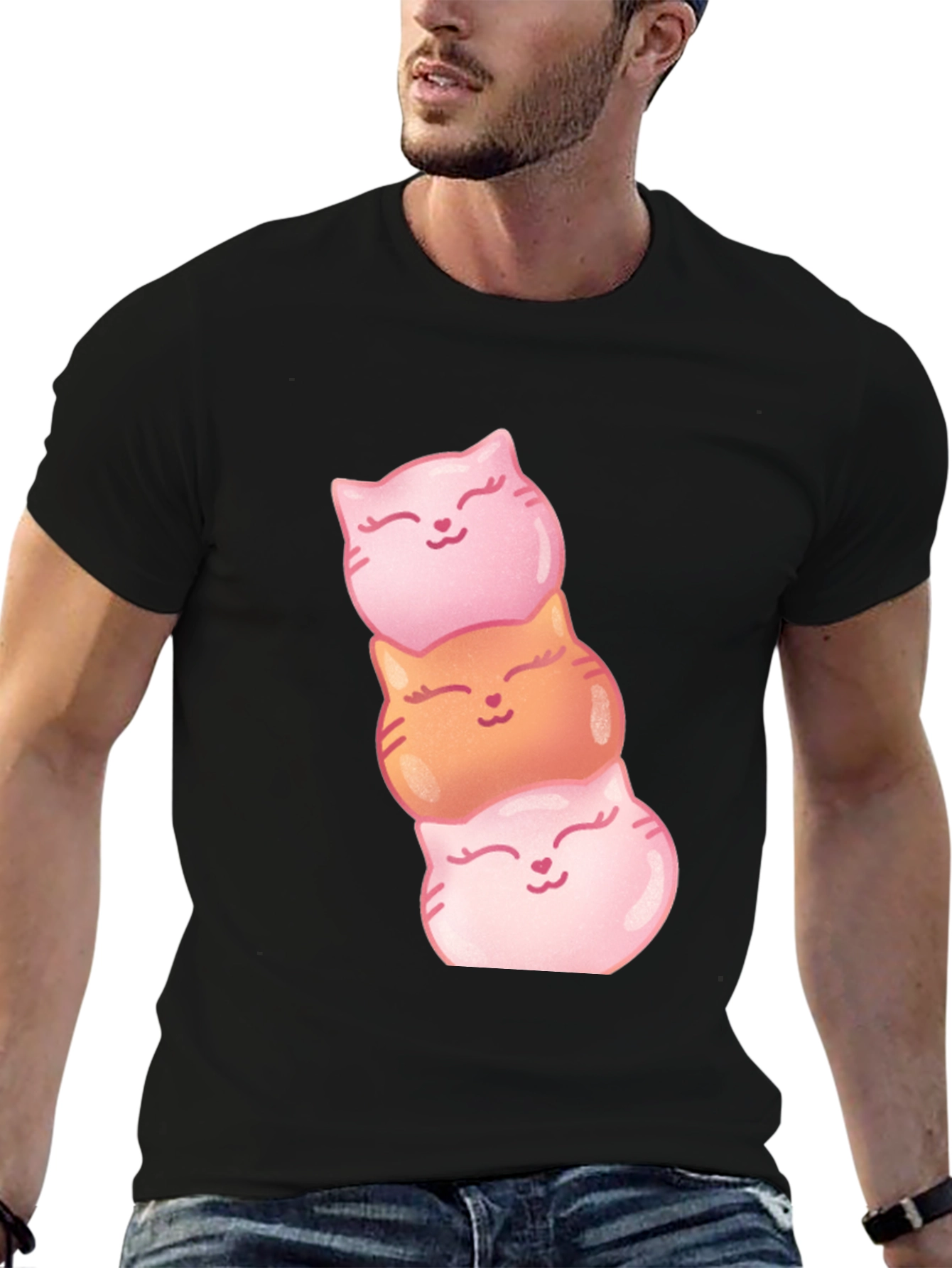 Stacked Cat Heads Graphic T-Shirt