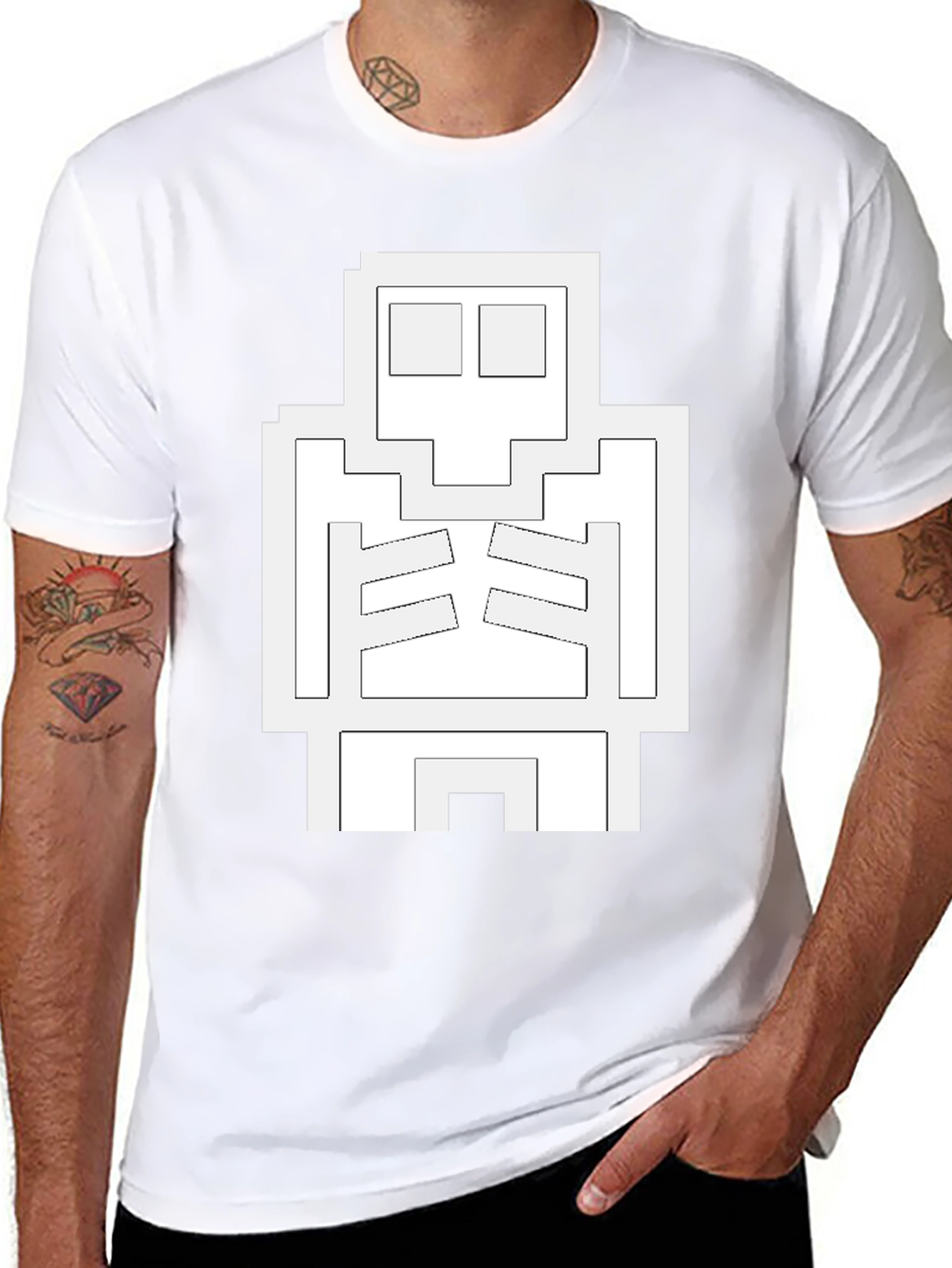 Pixel Skeleton Black T-Shirt - Gamer Style Tee