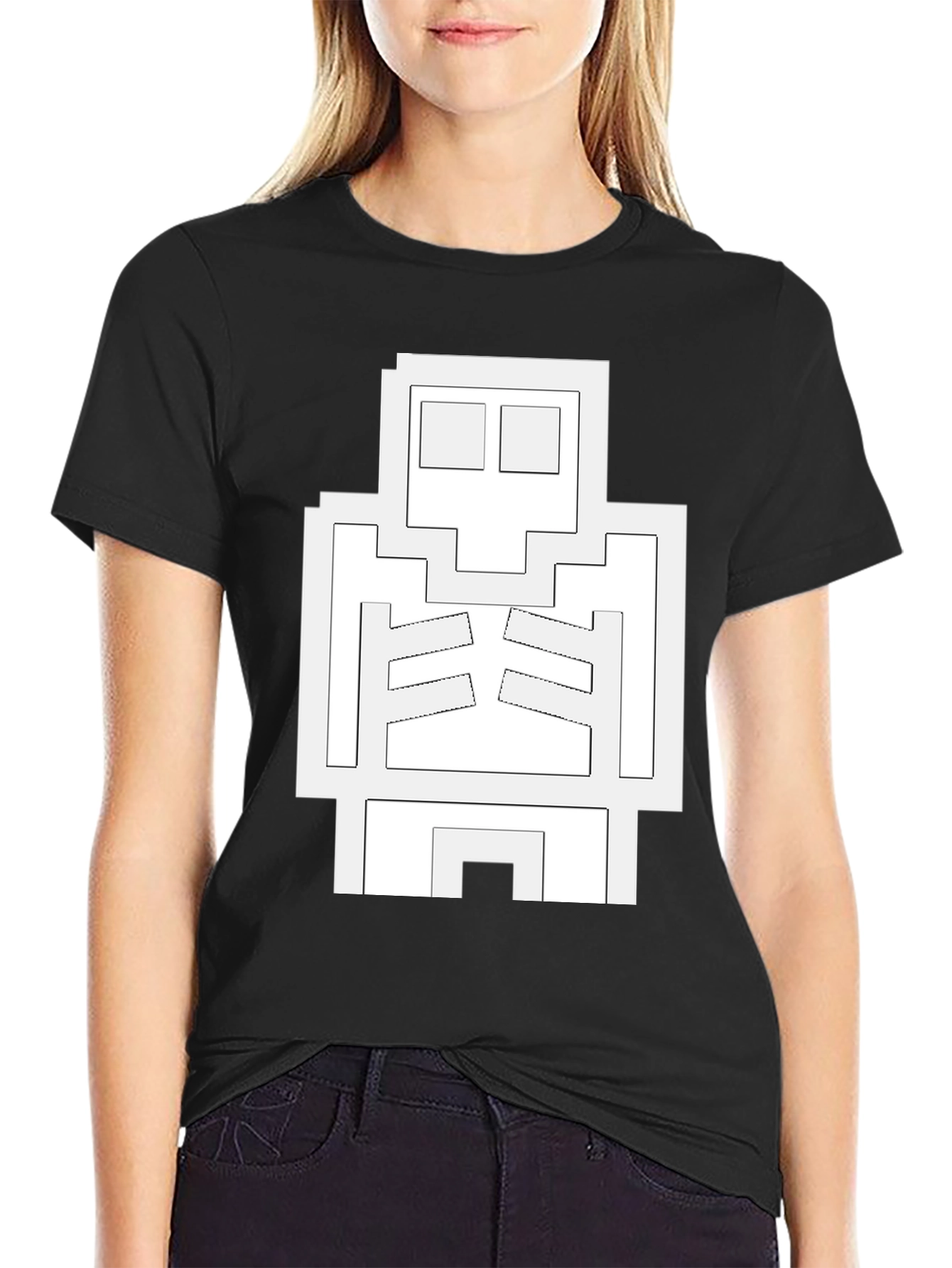 Pixel Skeleton Black T-Shirt - Gamer Style Tee