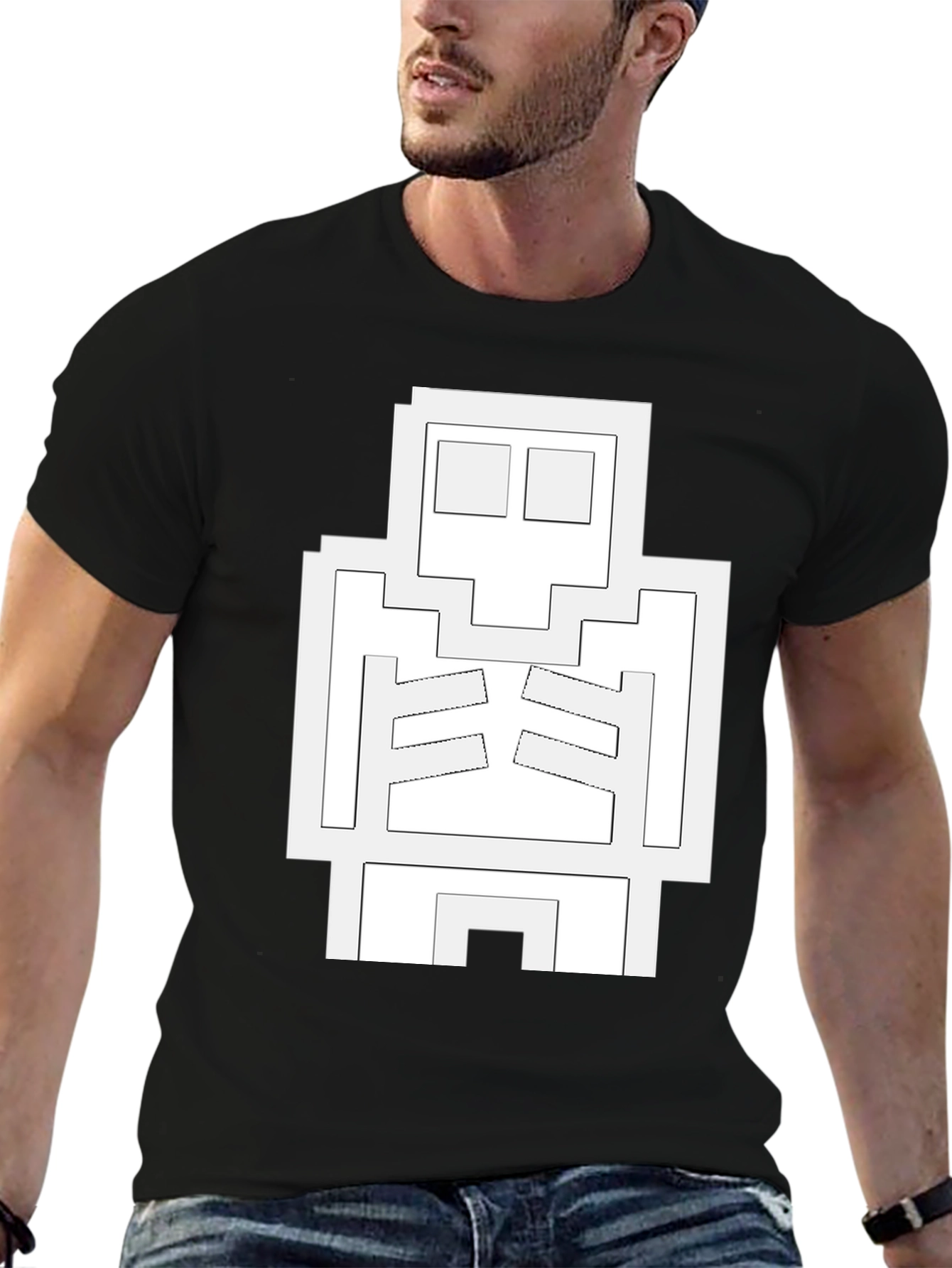 Pixel Skeleton Black T-Shirt - Gamer Style Tee