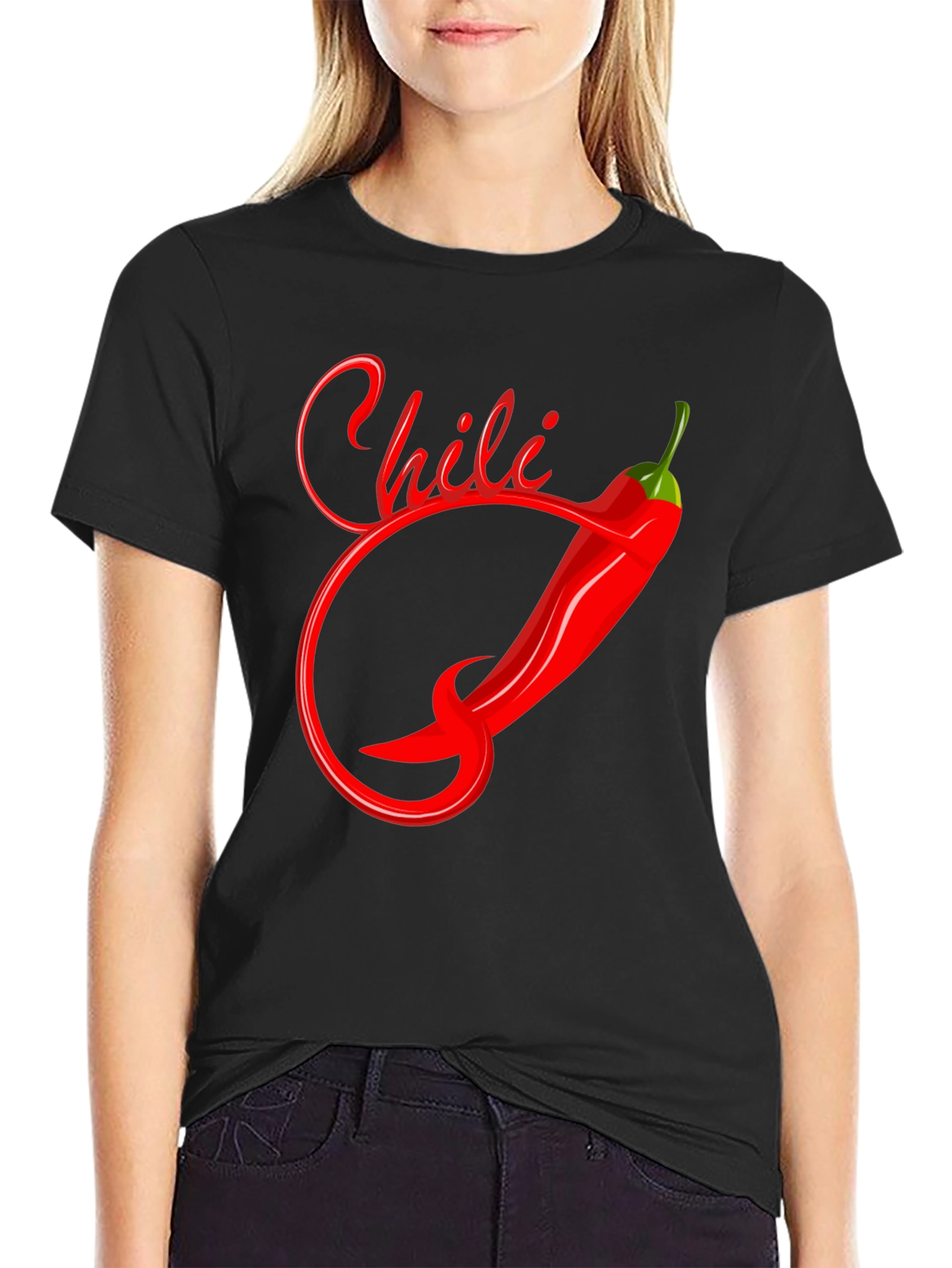Chili Pepper Graphic T-Shirt - Black Cotton Tee