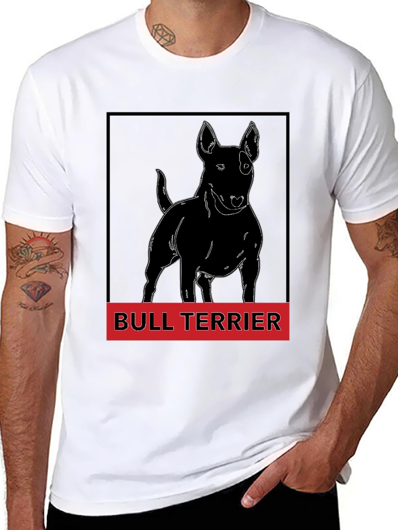 Bull Terrier Graphic Tee - Black Cotton T-Shirt