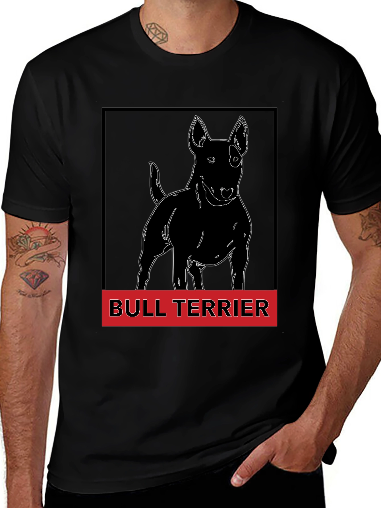 Bull Terrier Graphic Tee - Black Cotton T-Shirt