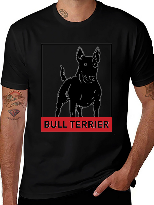 Bull Terrier Graphic Tee - Black Cotton T-Shirt