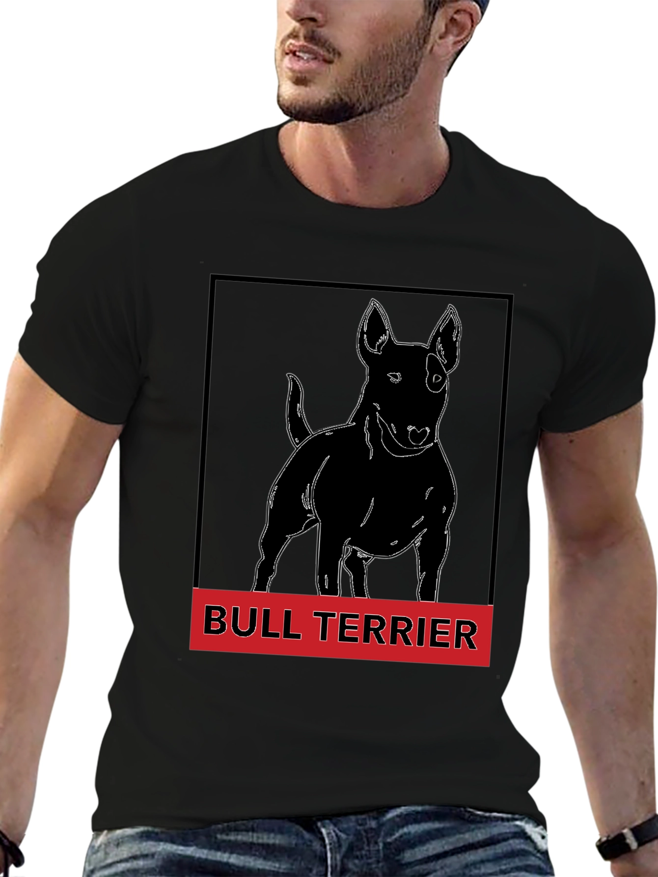 Bull Terrier Graphic Tee - Black Cotton T-Shirt