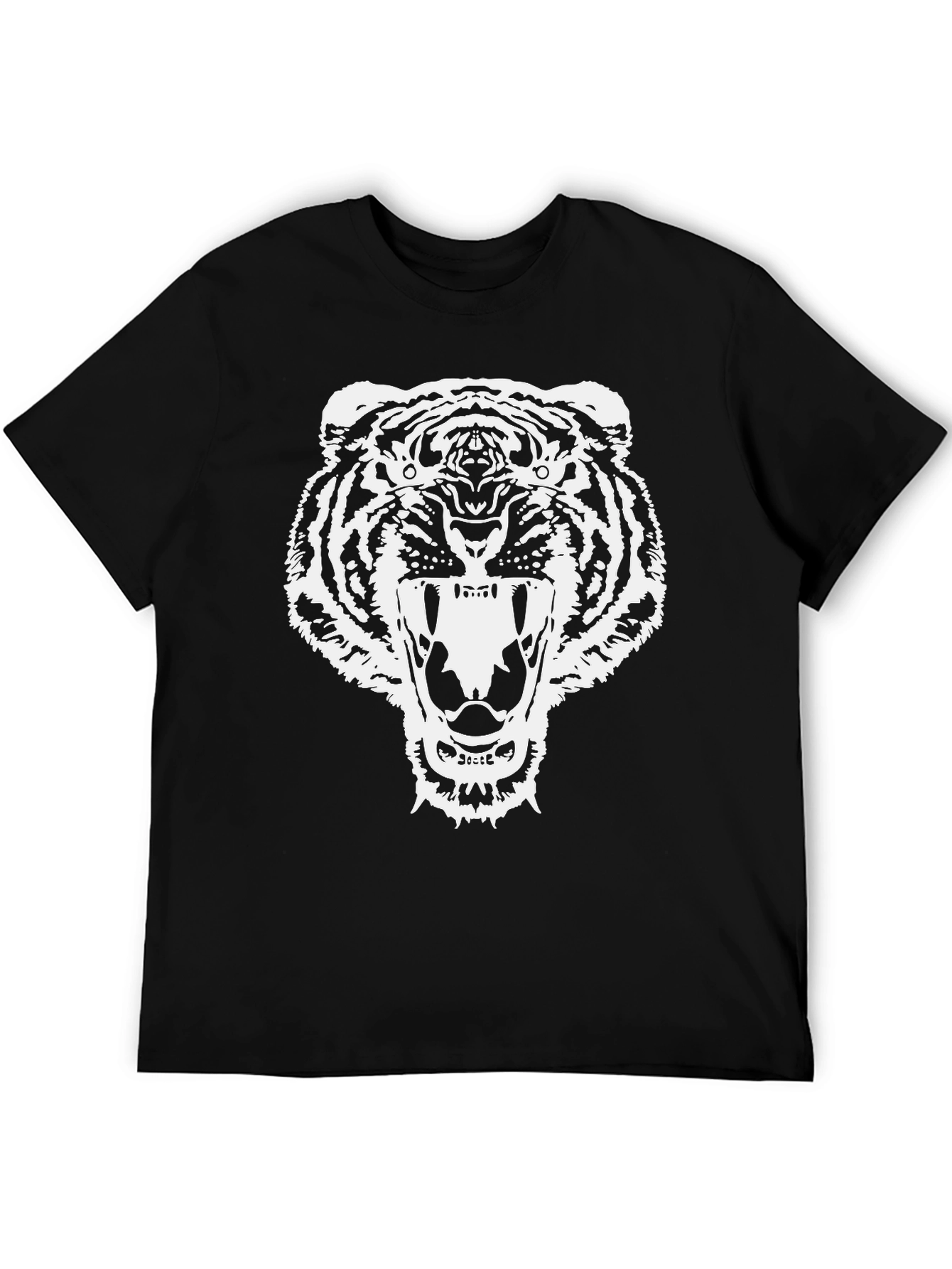 Bold Tiger Graphic Tee - Black Cotton Comfort