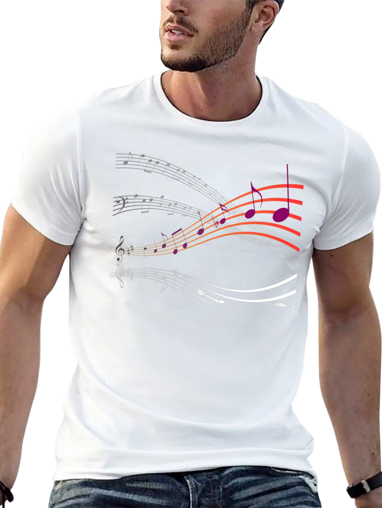 Musical Note Graphic T-Shirt - Stylish Black Tee